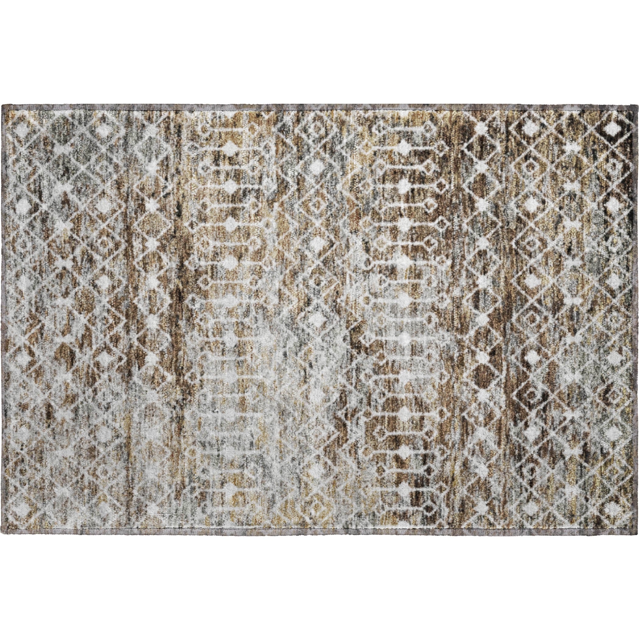 Mdina Machine Washable Transitional Brown Rug 1'8" x 2'6" #shape_Rectangle