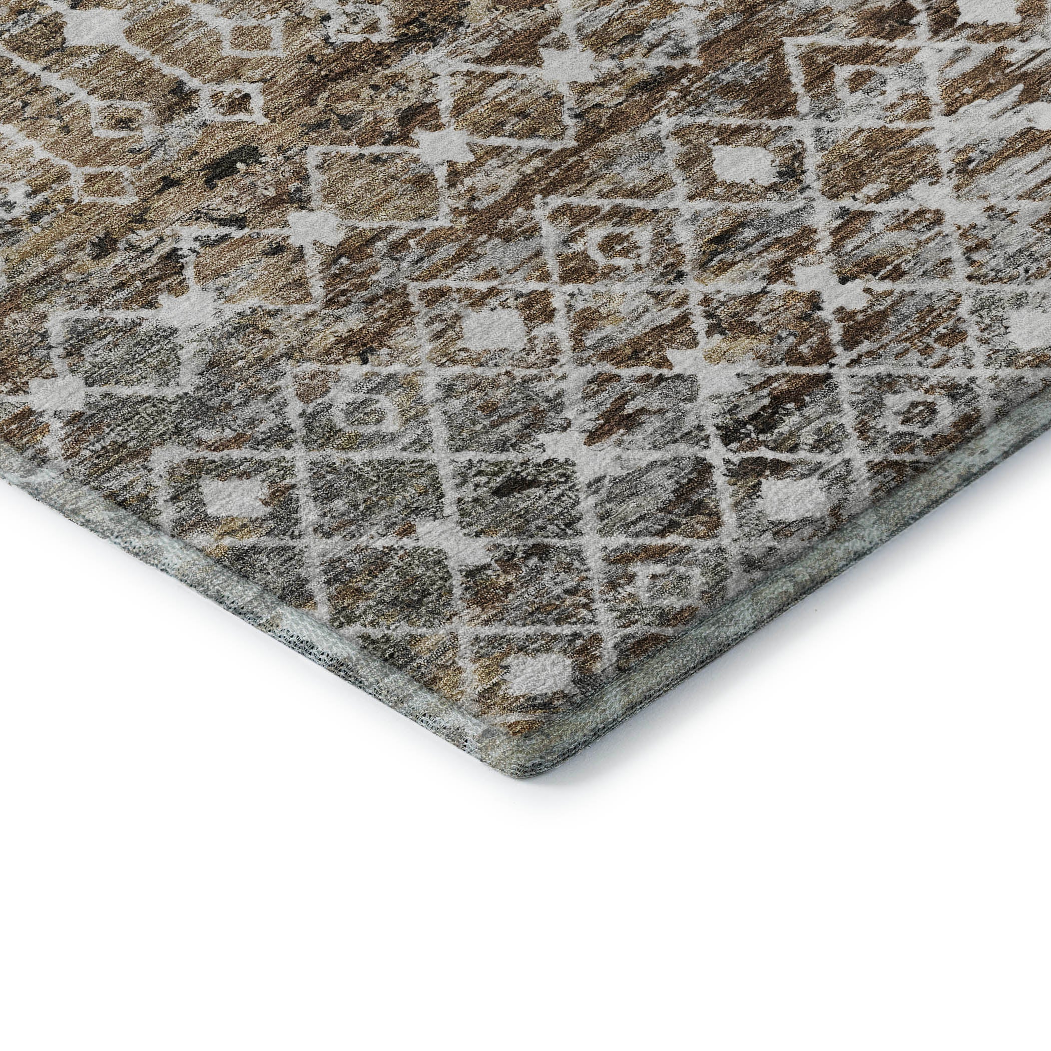 Mdina Machine Washable Transitional Brown Rug 1'8" x 2'6" #shape_Rectangle