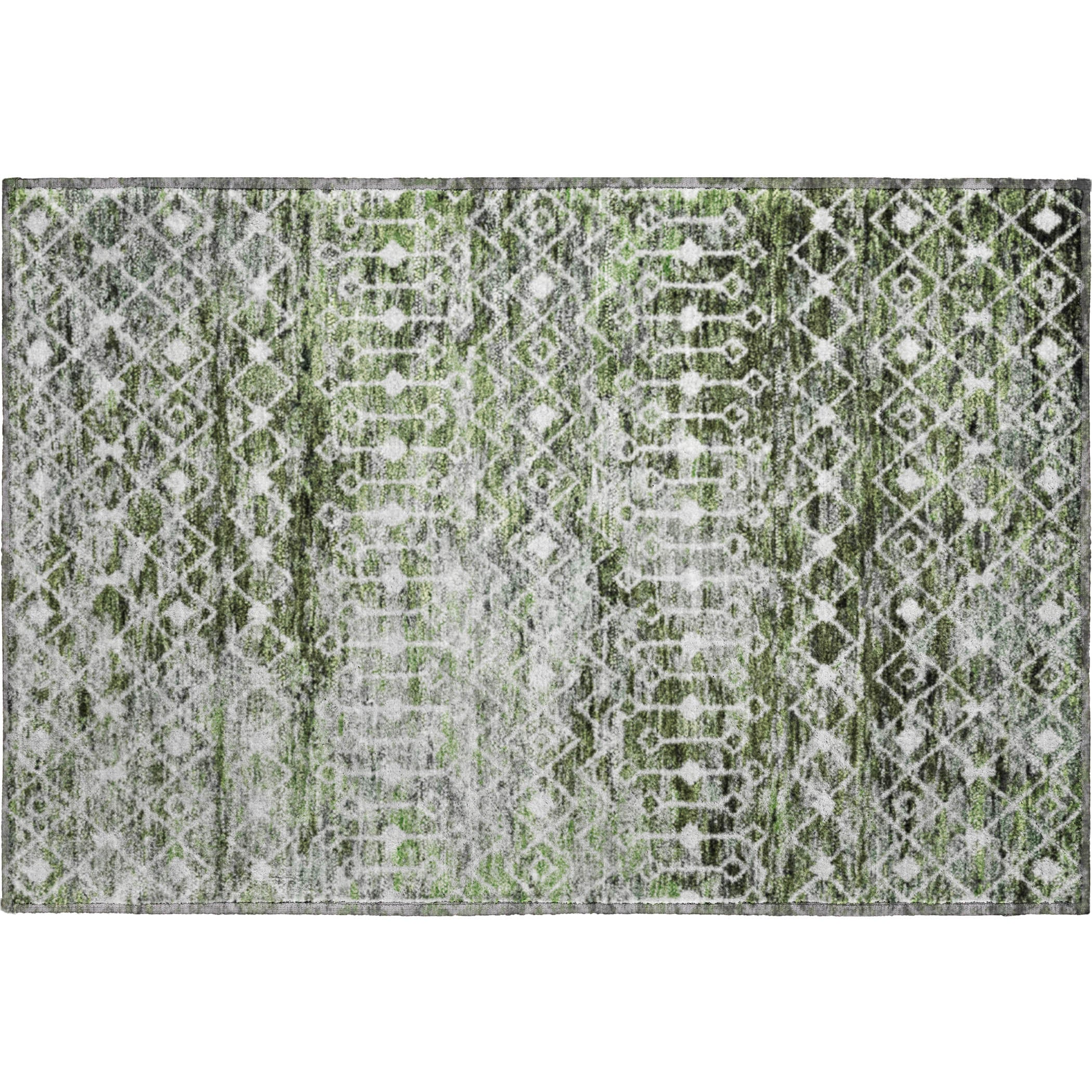 Mdina Machine Washable Transitional Olive Green Rug 1'8" x 2'6" #shape_Rectangle
