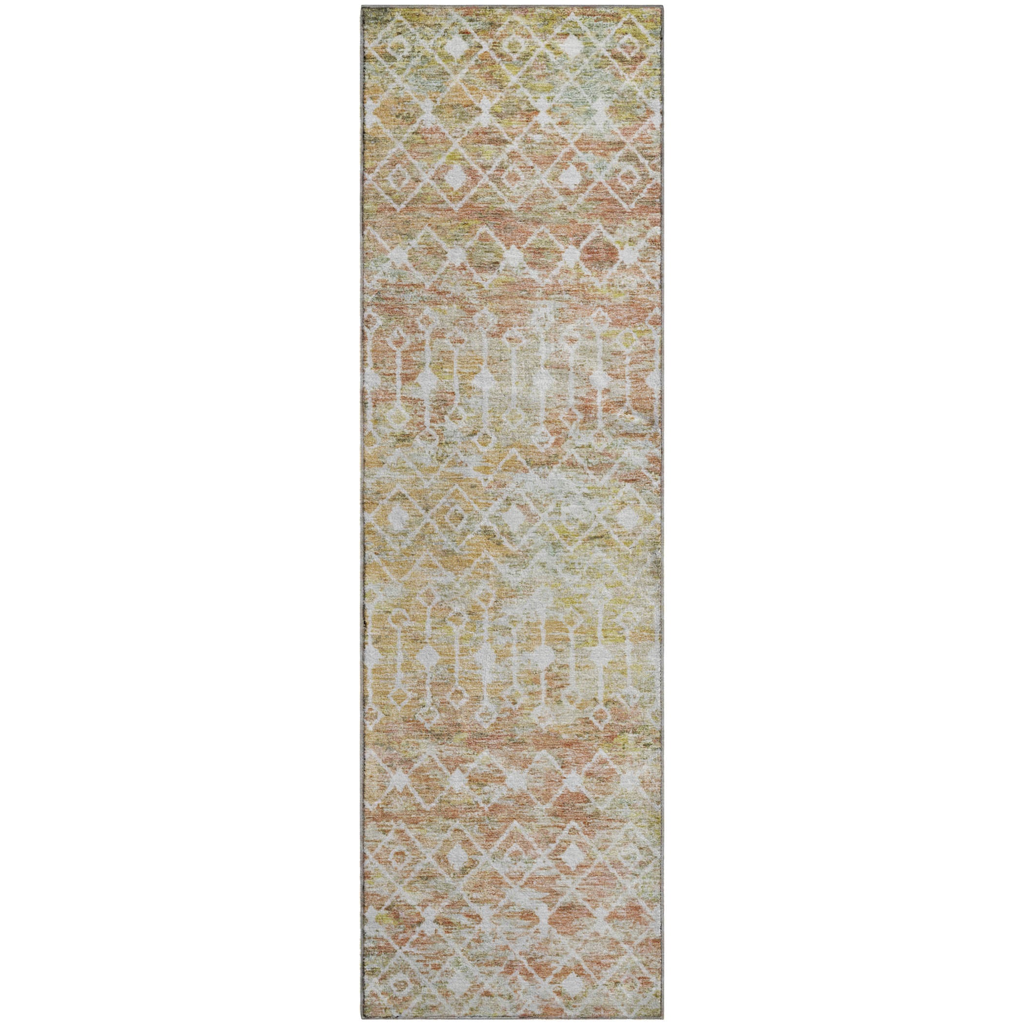 Mdina Machine Washable Transitional Peach Orange Rug 2'3" x 7'6" #shape_Runner
