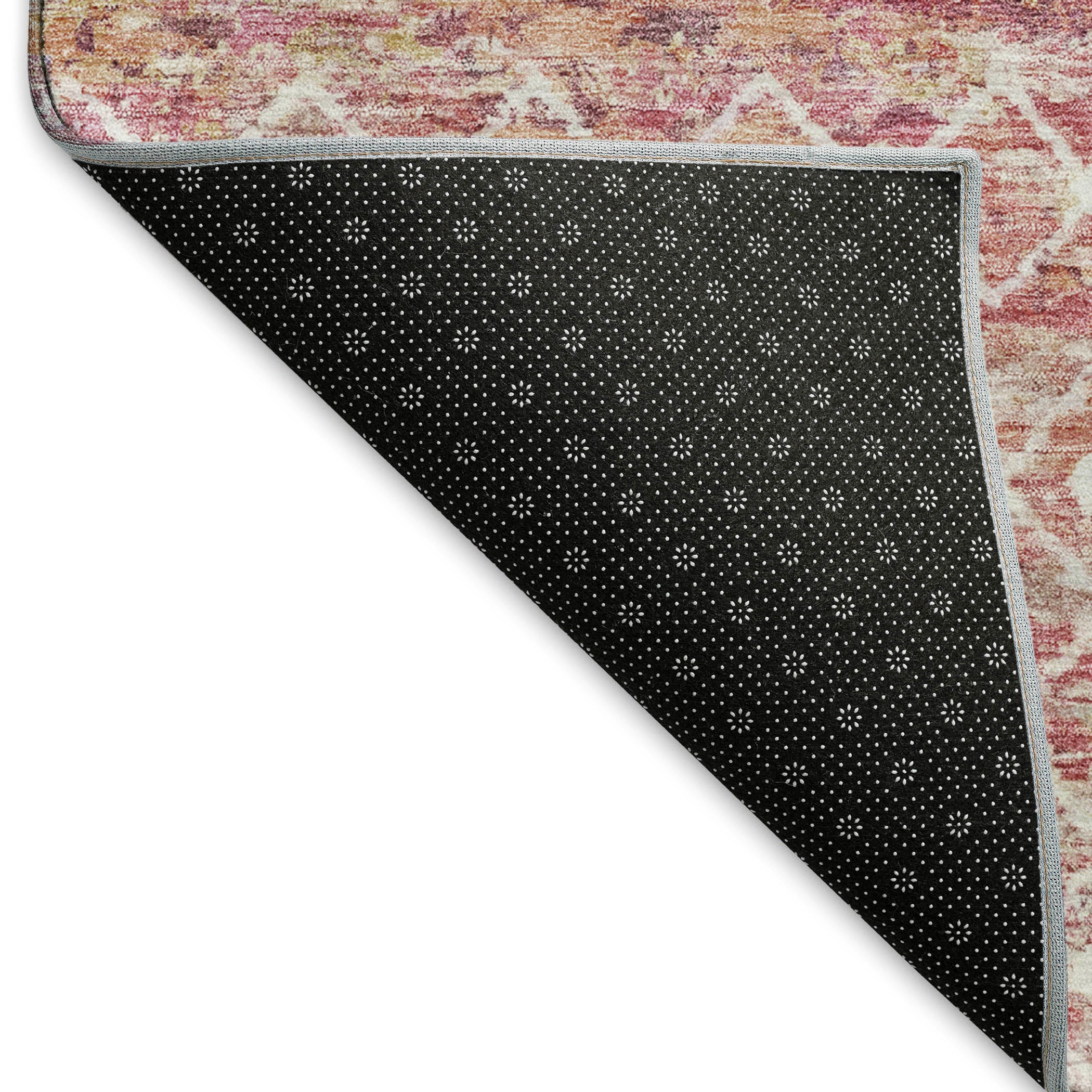 Mdina Machine Washable Transitional Pink Rug 1'8" x 2'6" #shape_Rectangle