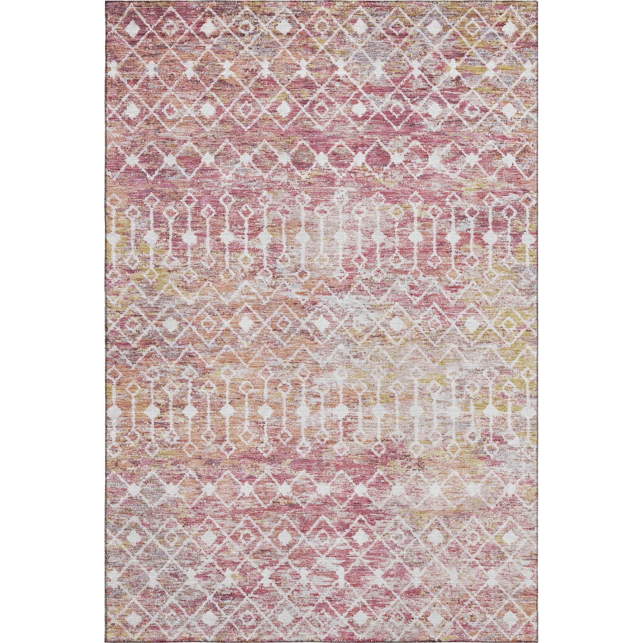 Mdina Machine Washable Transitional Pink Rug 2'6" x 3'10" #shape_Rectangle