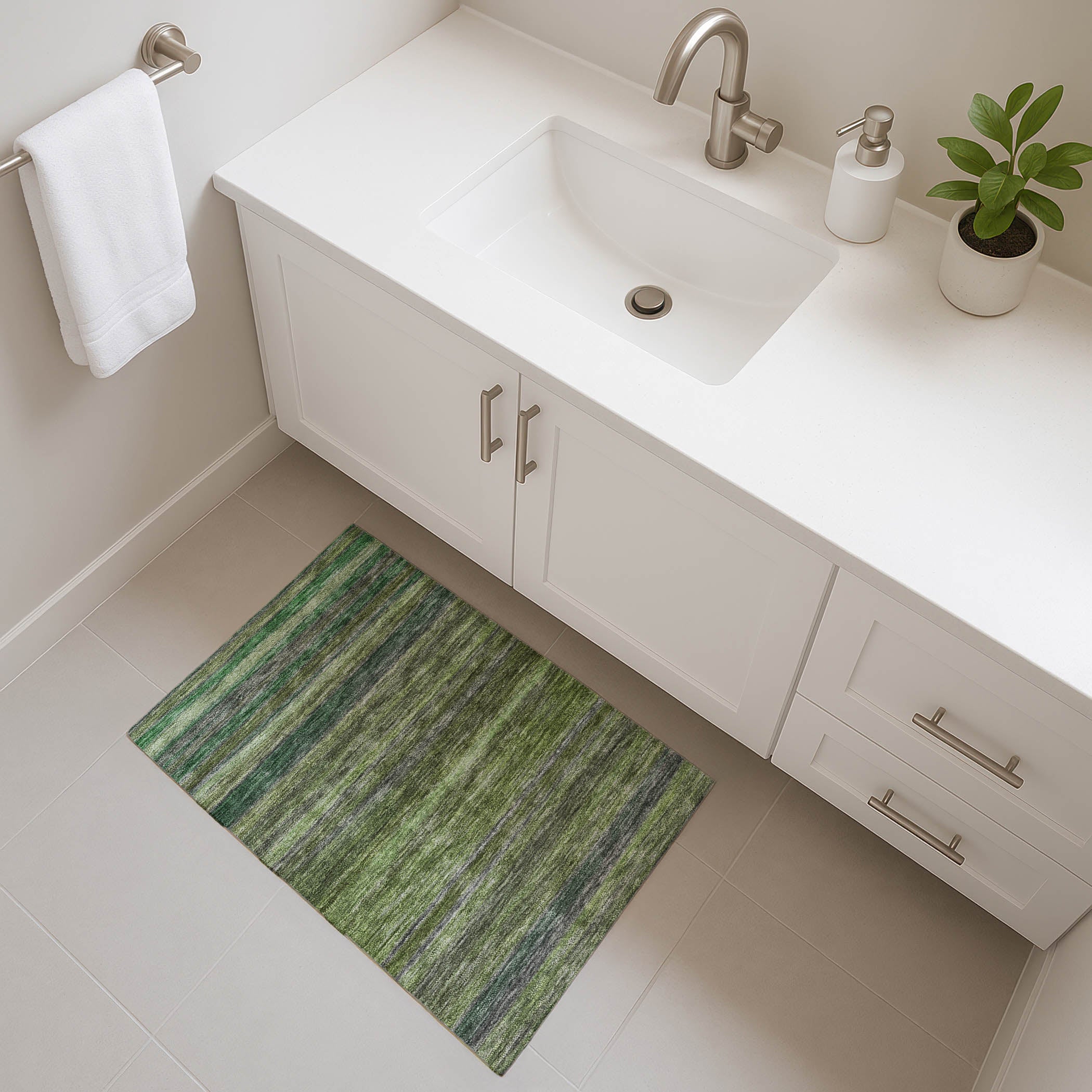 Athens Machine Washable Transitional Aloe Green Rug 1'8" x 2'6" #shape_Rectangle