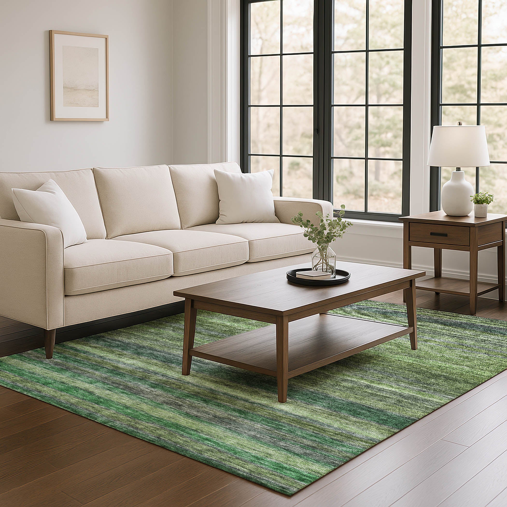 Athens Machine Washable Transitional Aloe Green Rug 2'6" x 3'10" #shape_Rectangle