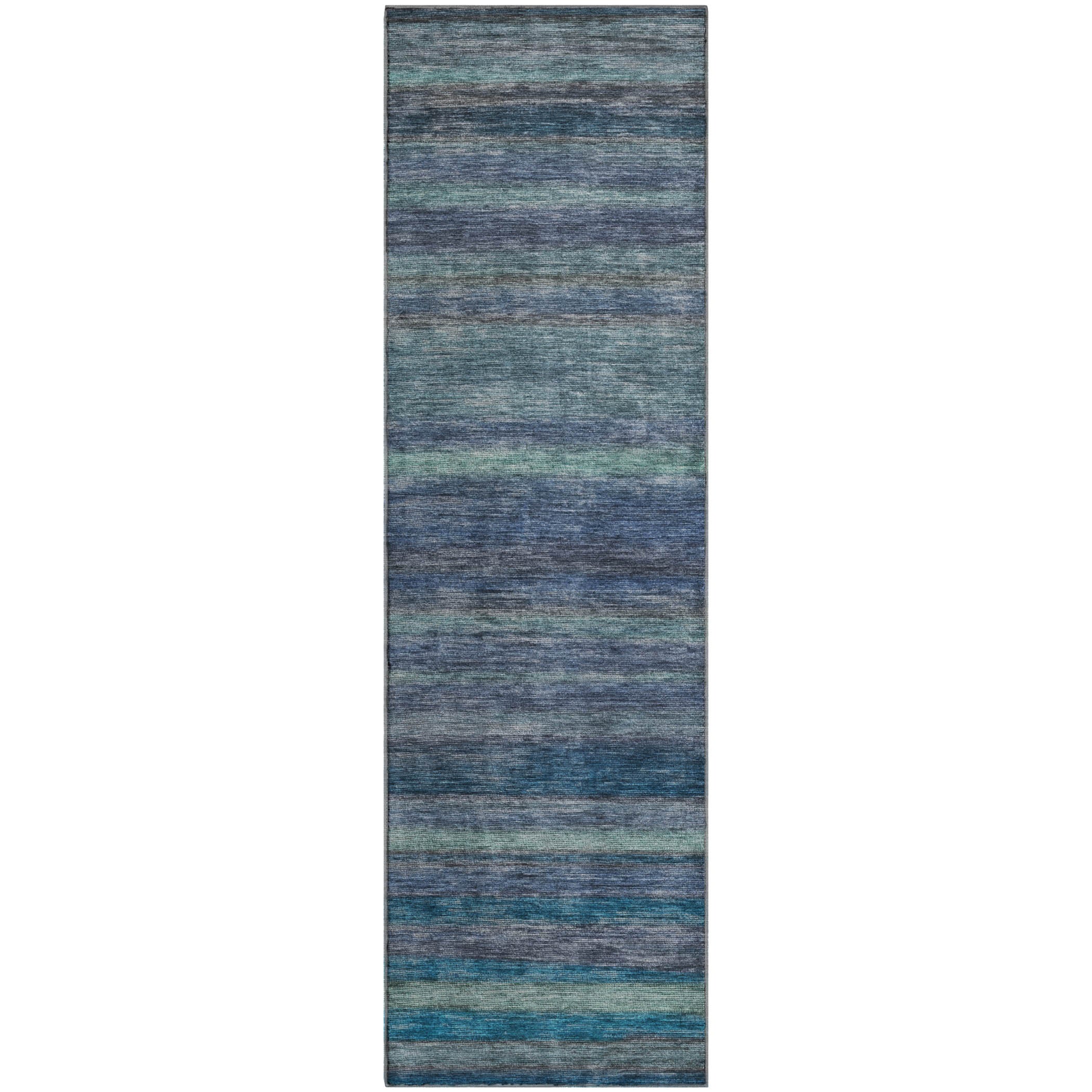 Athens Machine Washable Transitional Blue Rug 2'3" x 7'6" #shape_Runner