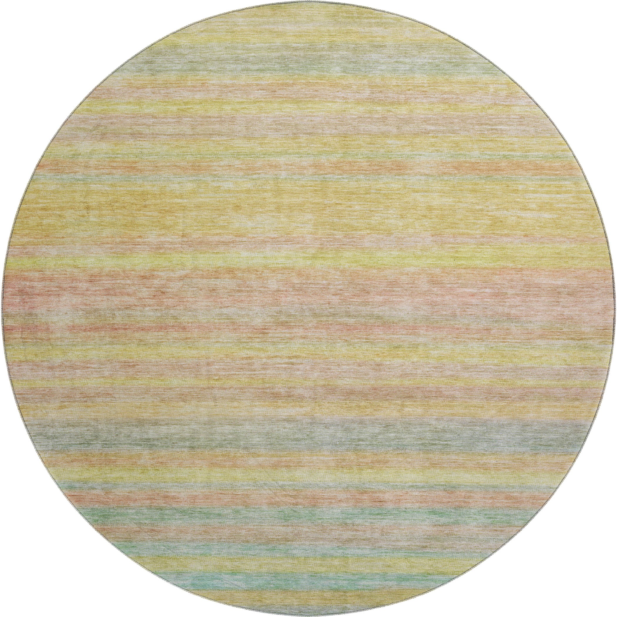 Athens Machine Washable Transitional Gold Rug 8' x 8' #shape_Round