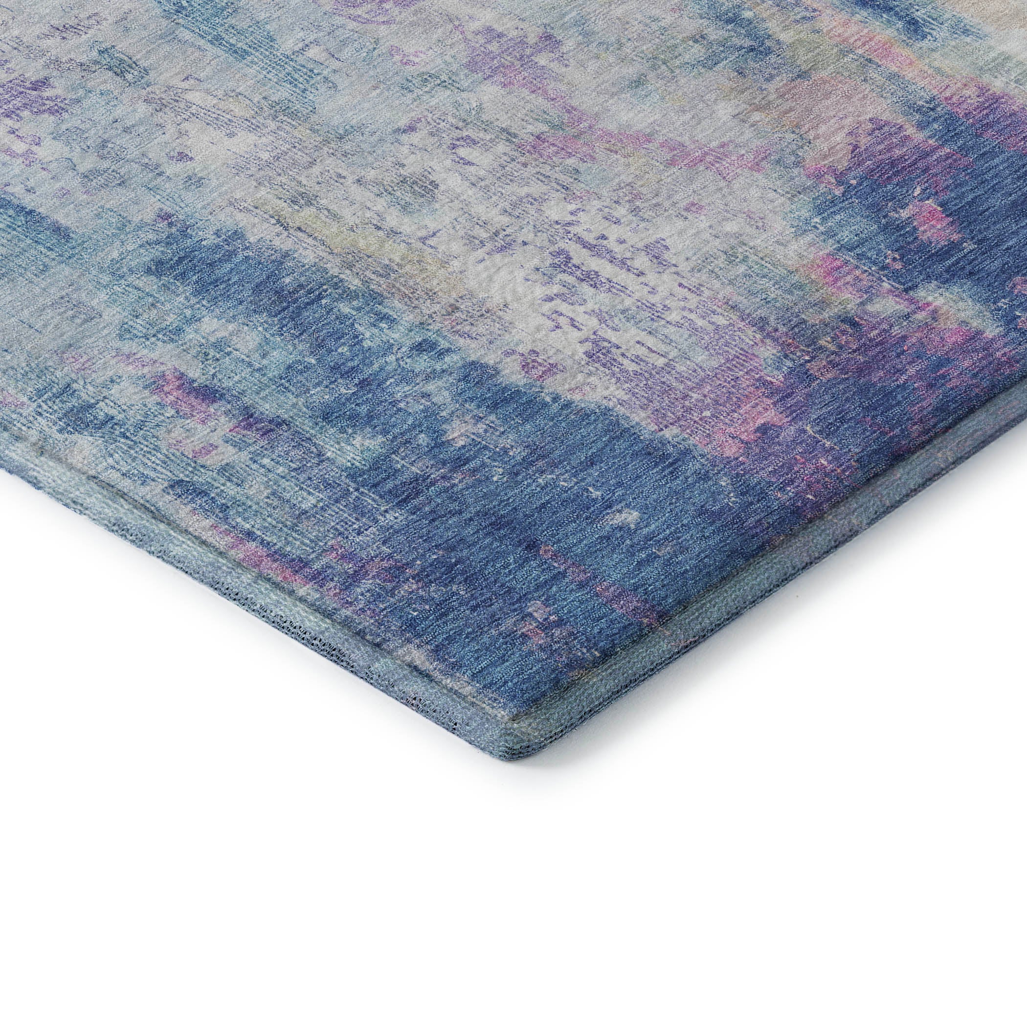 Luang Prabang Machine Washable Transitional Blue Rug 1'8" x 2'6" #shape_Rectangle