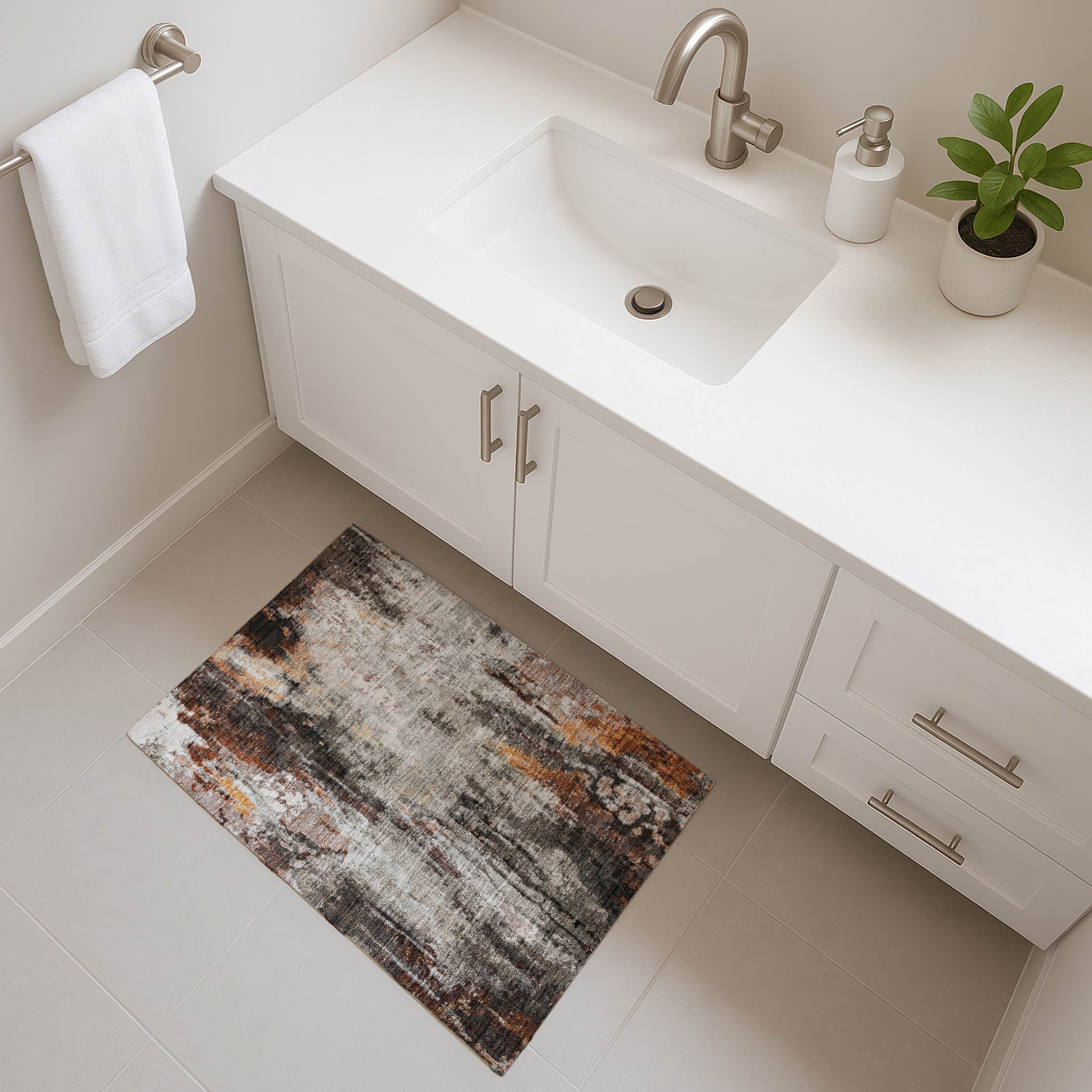Luang Prabang Machine Washable Transitional Gray Rug 1'8" x 2'6" #shape_Rectangle
