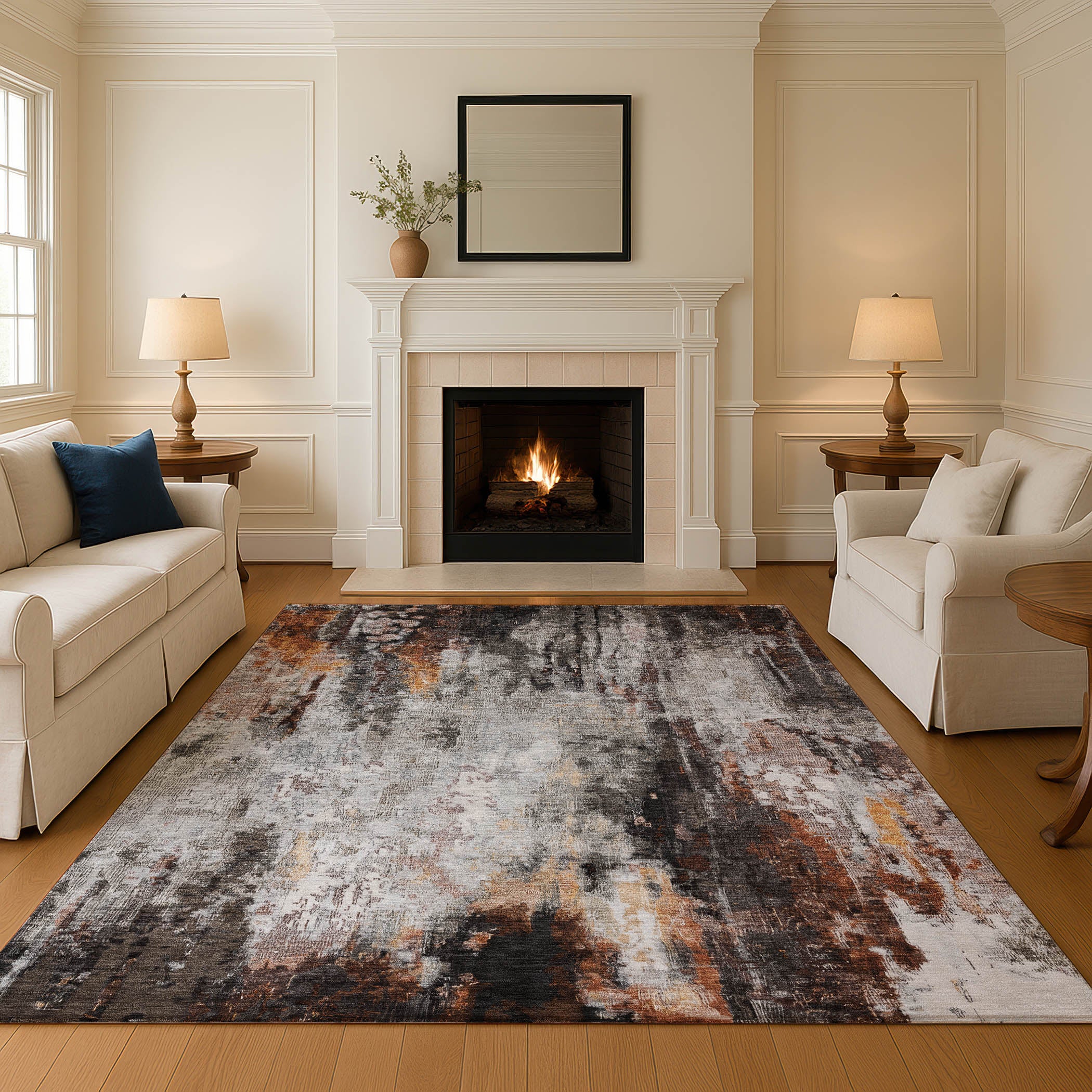 Luang Prabang Machine Washable Transitional Gray Rug 2'6" x 3'10" #shape_Rectangle