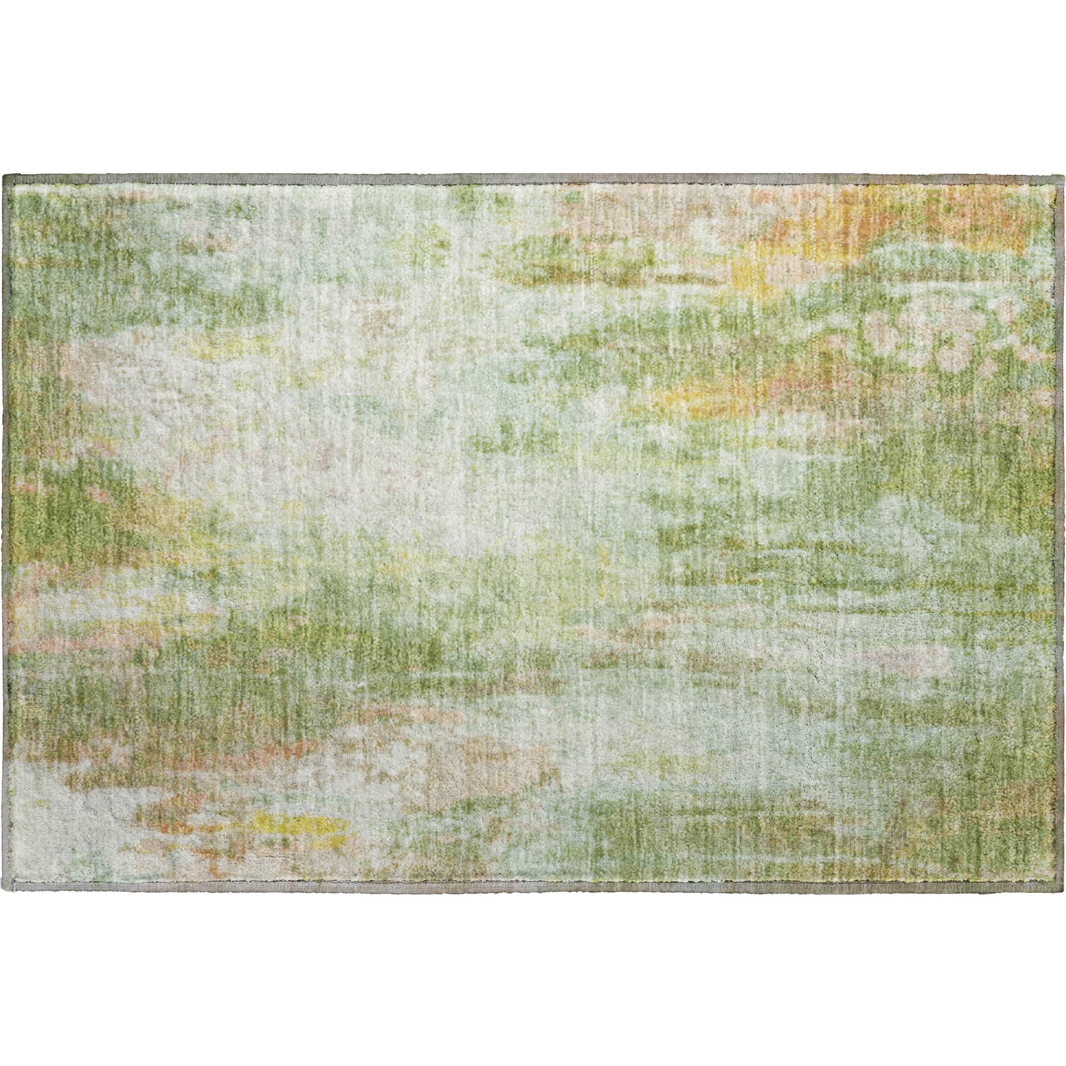 Luang Prabang Machine Washable Transitional Sage Green Rug 1'8" x 2'6" #shape_Rectangle