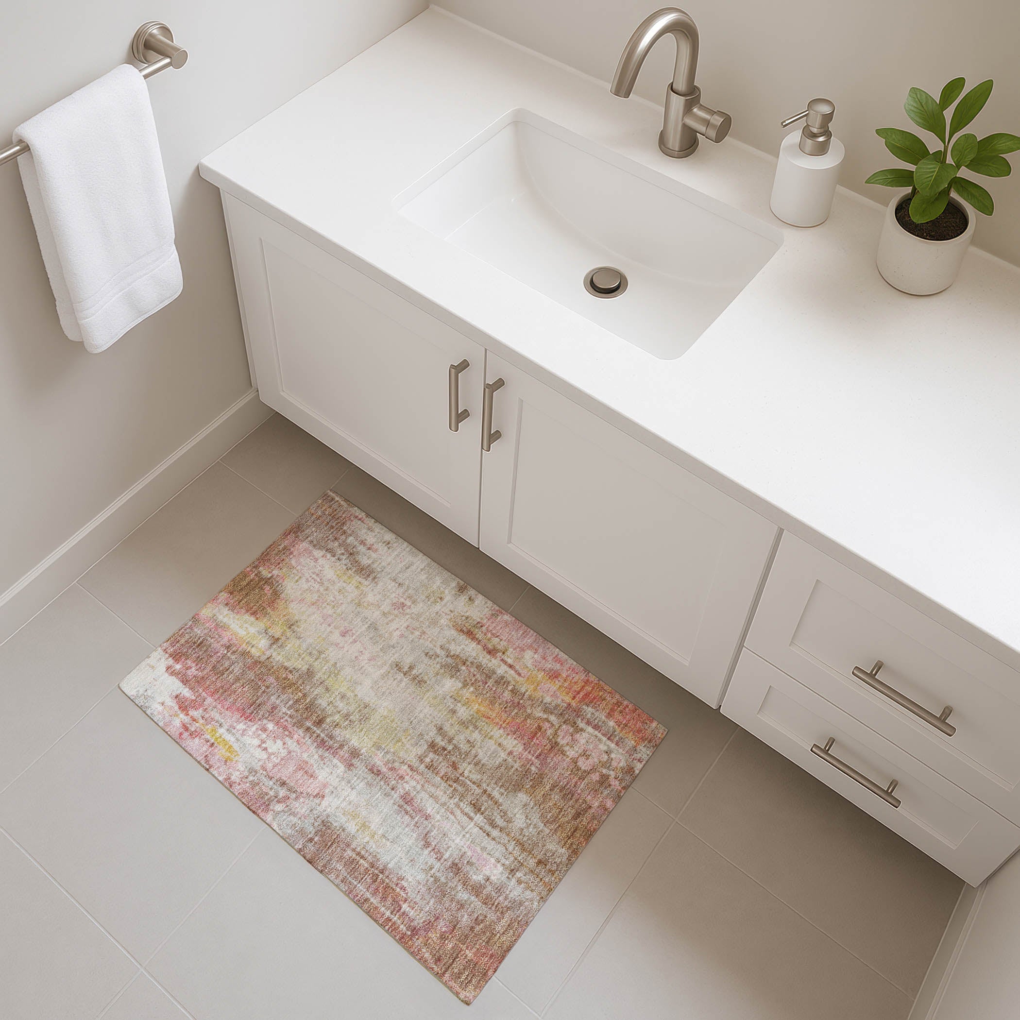Luang Prabang Machine Washable Transitional Tan Brown Rug 1'8" x 2'6" #shape_Rectangle