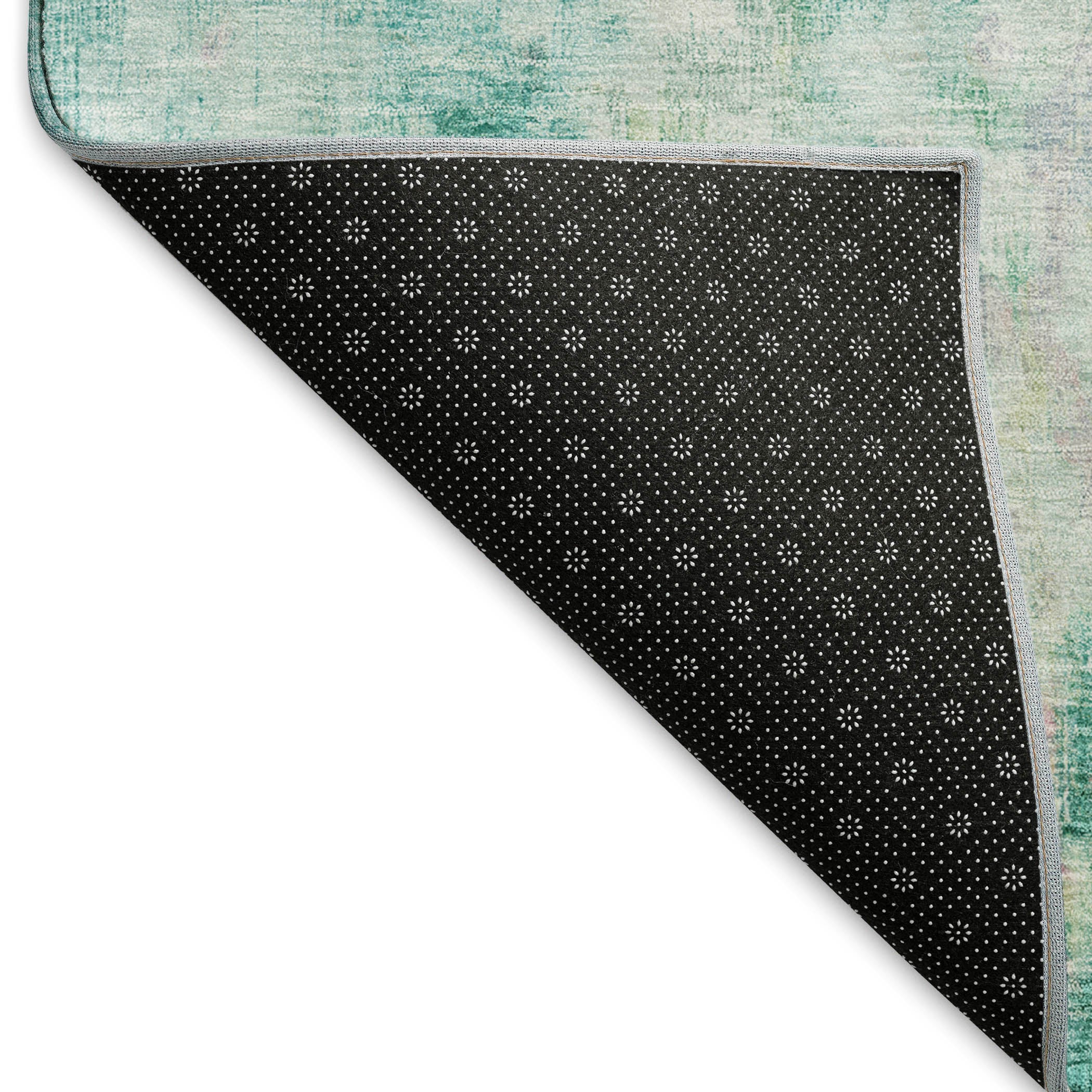 Luang Prabang Machine Washable Transitional Teal Rug 1'8" x 2'6" #shape_Rectangle