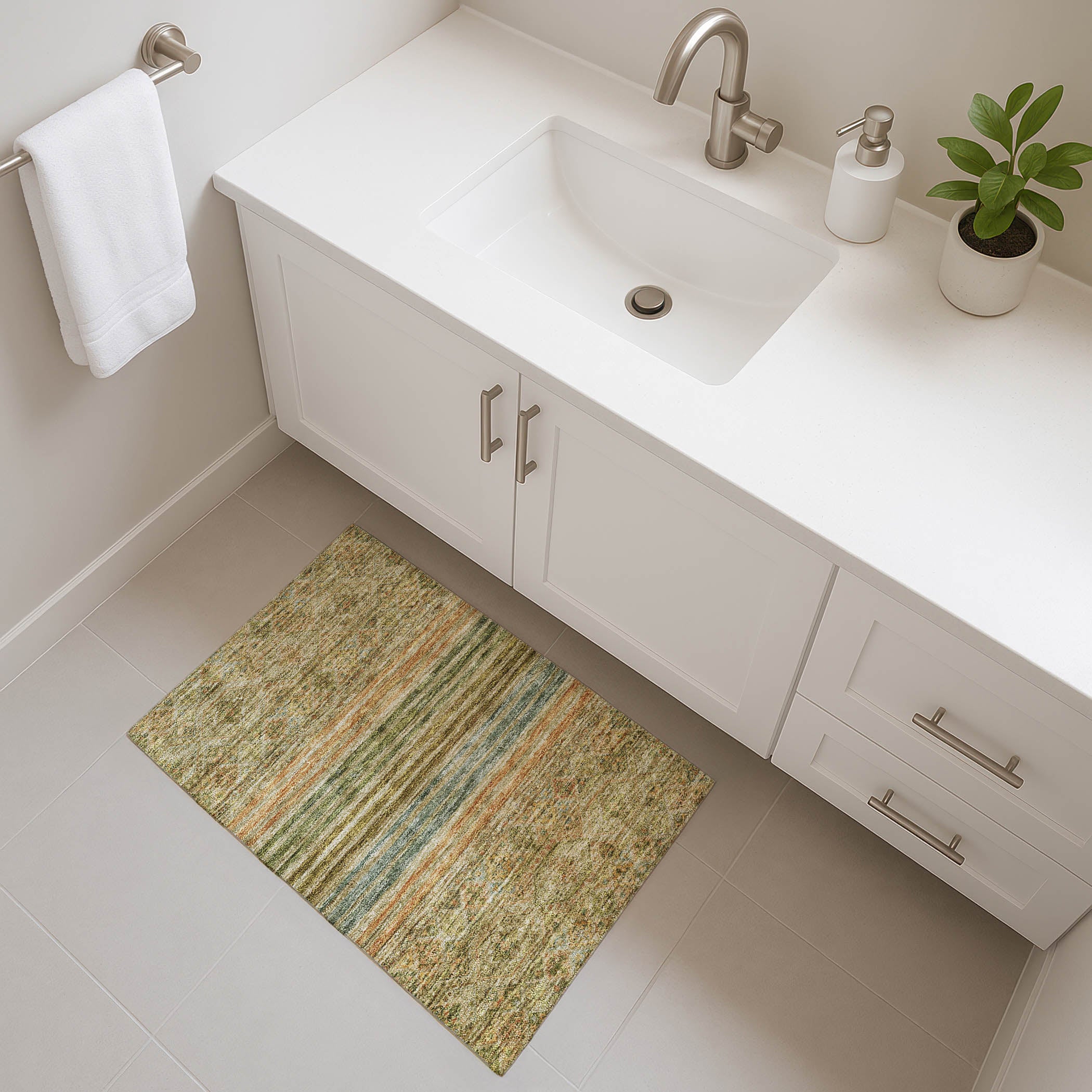 Kyoto Machine Washable Transitional Aloe Green Rug 1'8" x 2'6" #shape_Rectangle