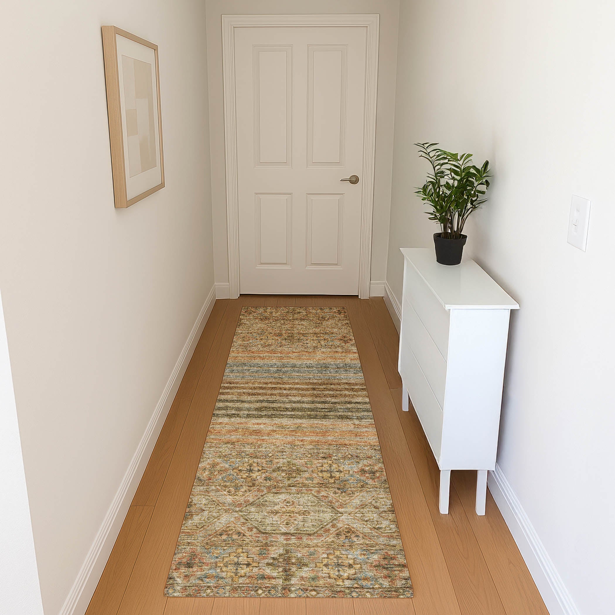 Kyoto Machine Washable Transitional Copper Orange Rug 2'3" x 7'6" #shape_Runner