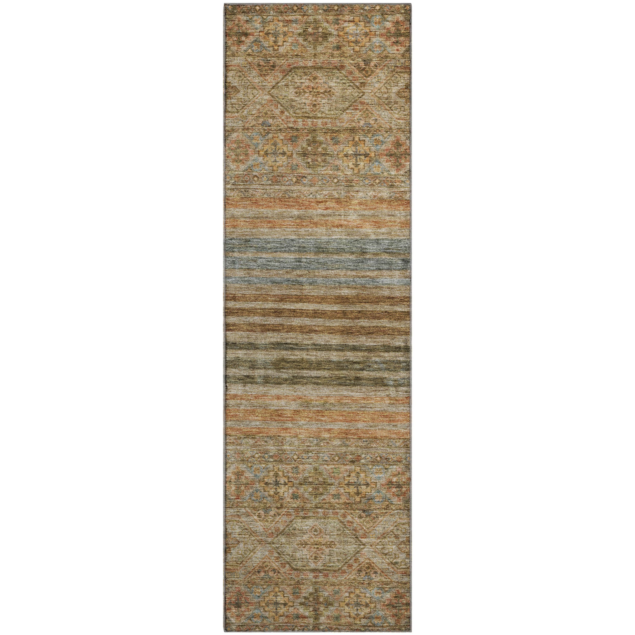Kyoto Machine Washable Transitional Copper Orange Rug 2'3" x 7'6" #shape_Runner