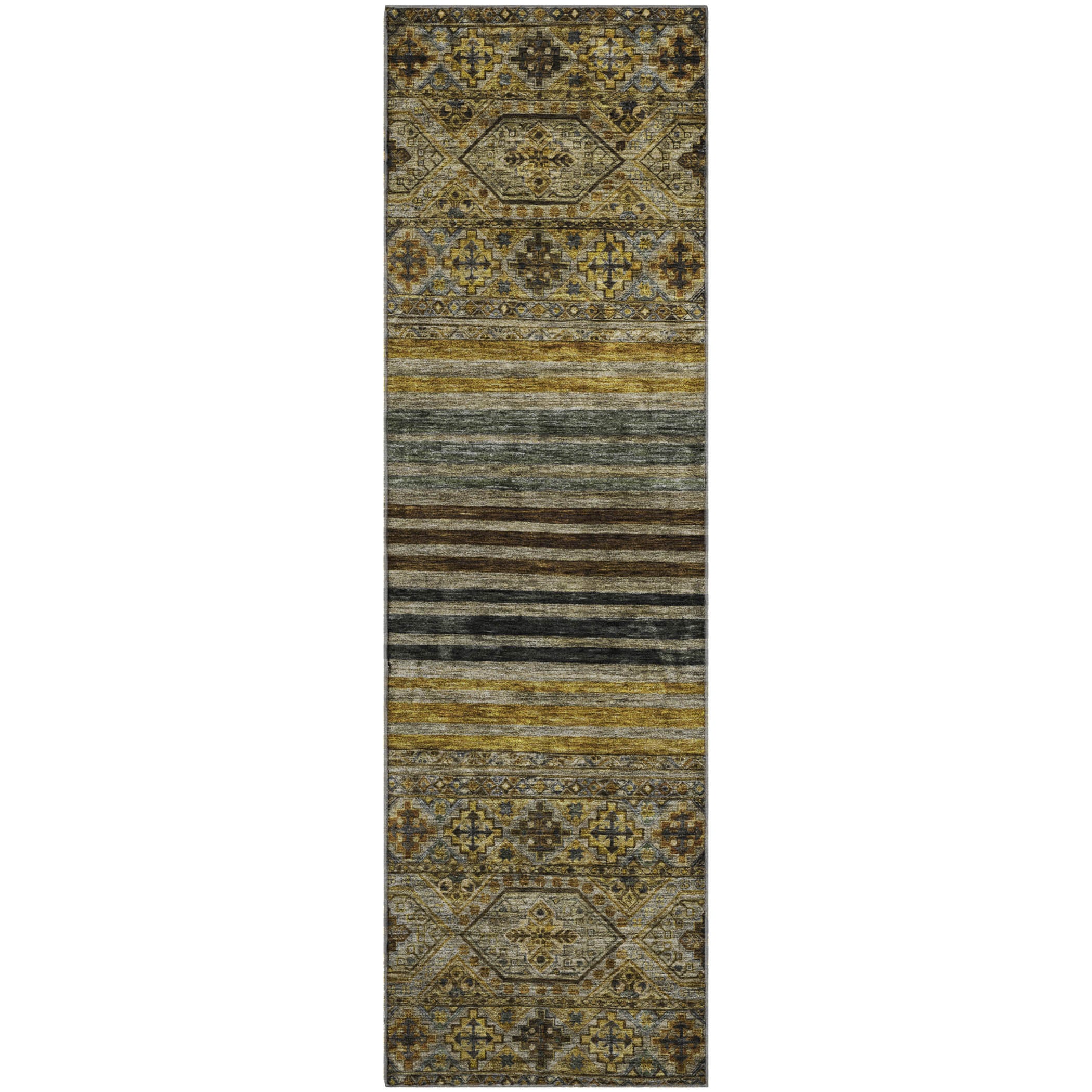 Kyoto Machine Washable Transitional Gray Rug 2'3" x 7'6" #shape_Runner