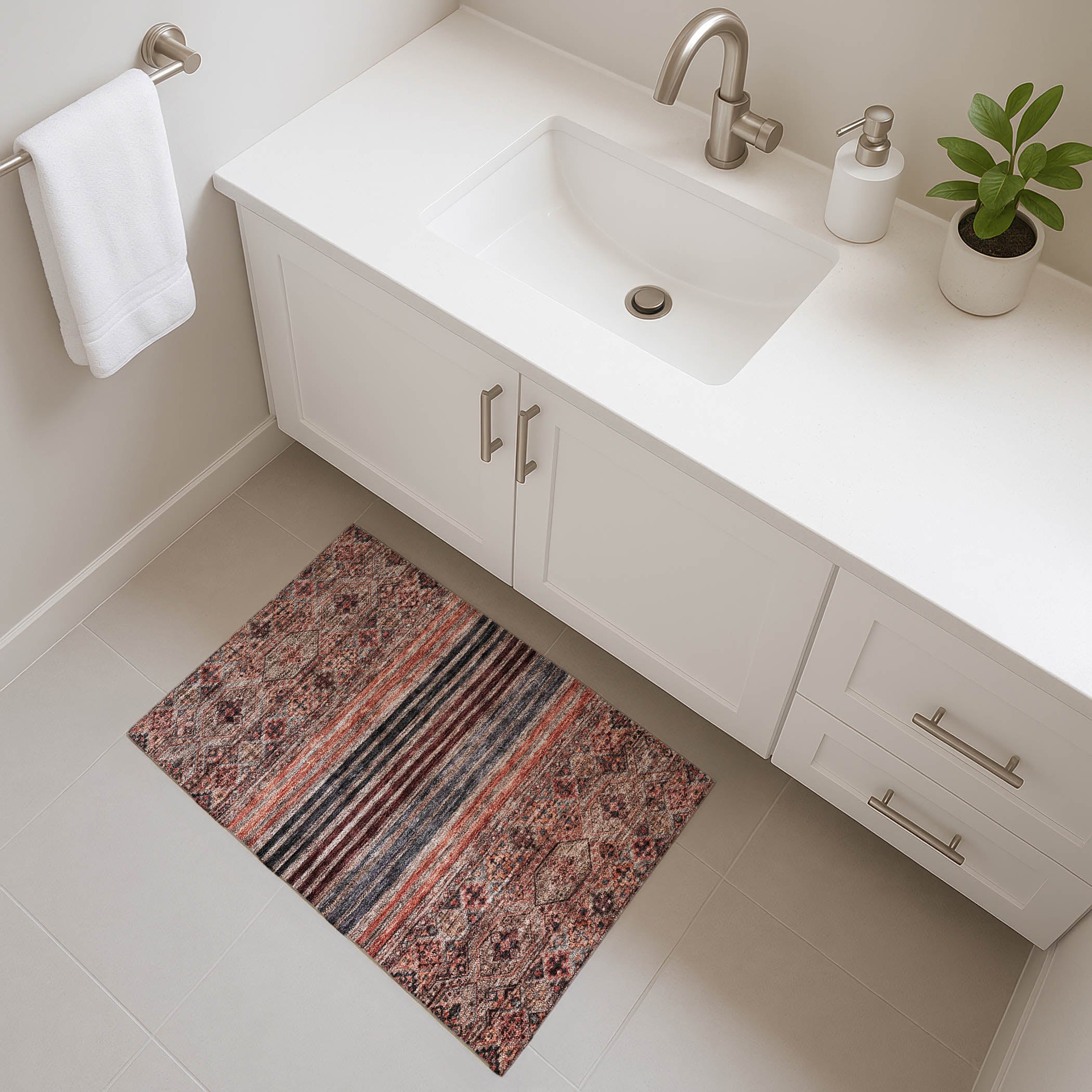 Kyoto Machine Washable Transitional Paprika Orange Rug 1'8" x 2'6" #shape_Rectangle