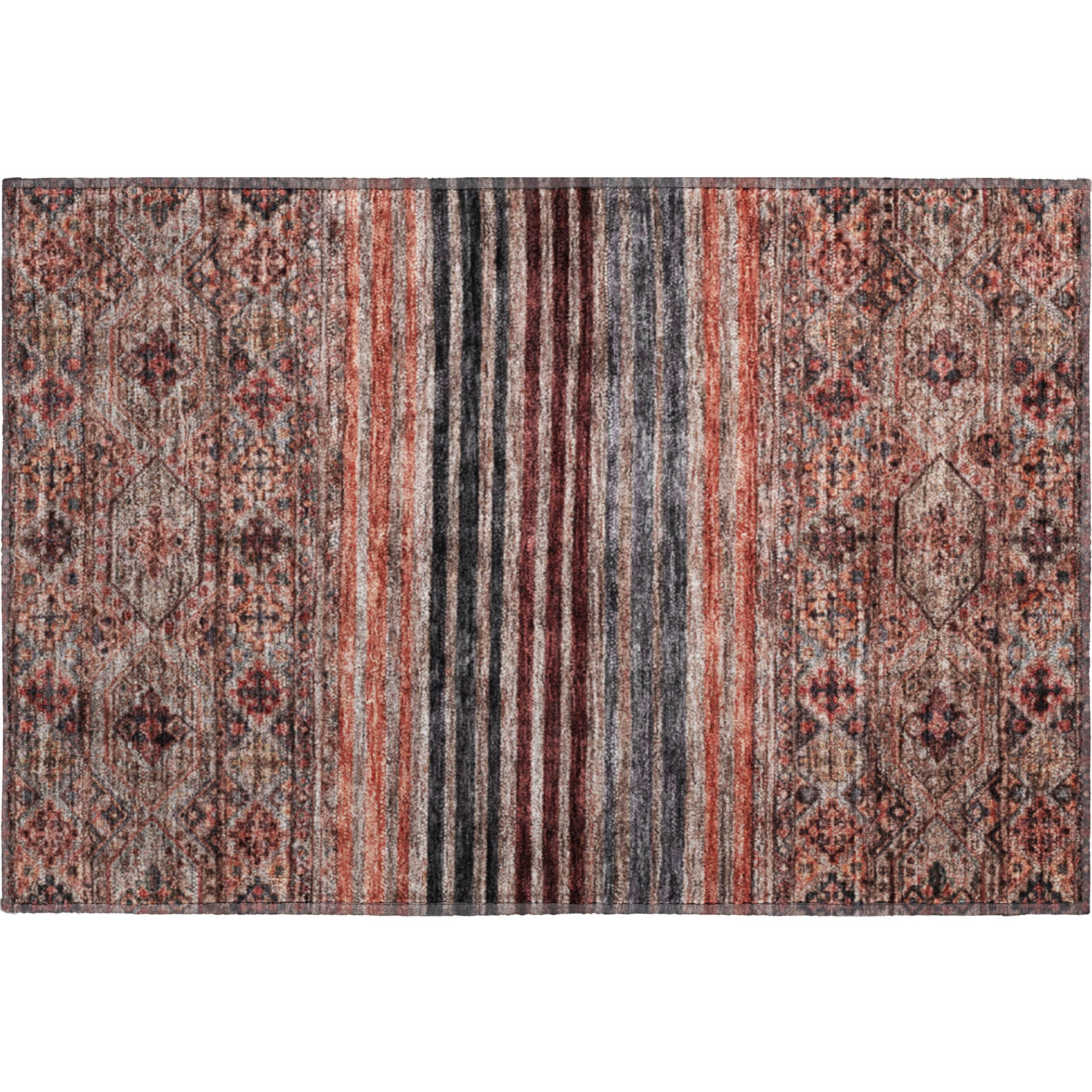Kyoto Machine Washable Transitional Paprika Orange Rug 1'8" x 2'6" #shape_Rectangle