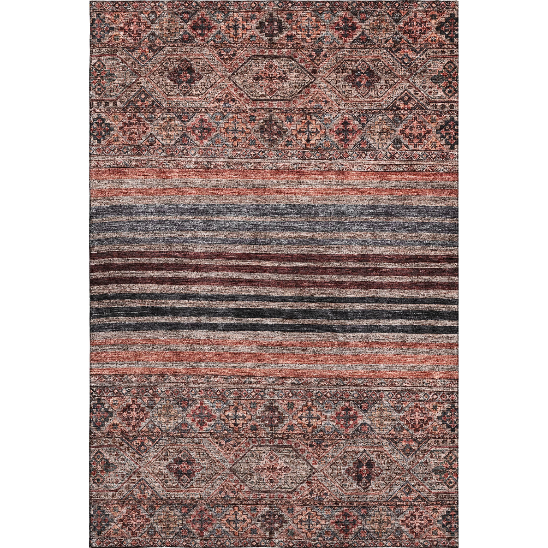 Kyoto Machine Washable Transitional Paprika Orange Rug 2'6" x 3'10" #shape_Rectangle