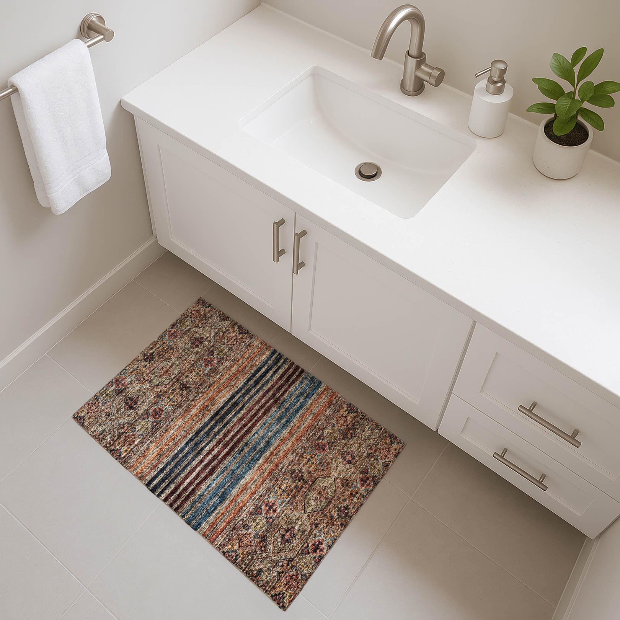 Kyoto Machine Washable Transitional Taupe Brown Rug 1'8" x 2'6" #shape_Rectangle