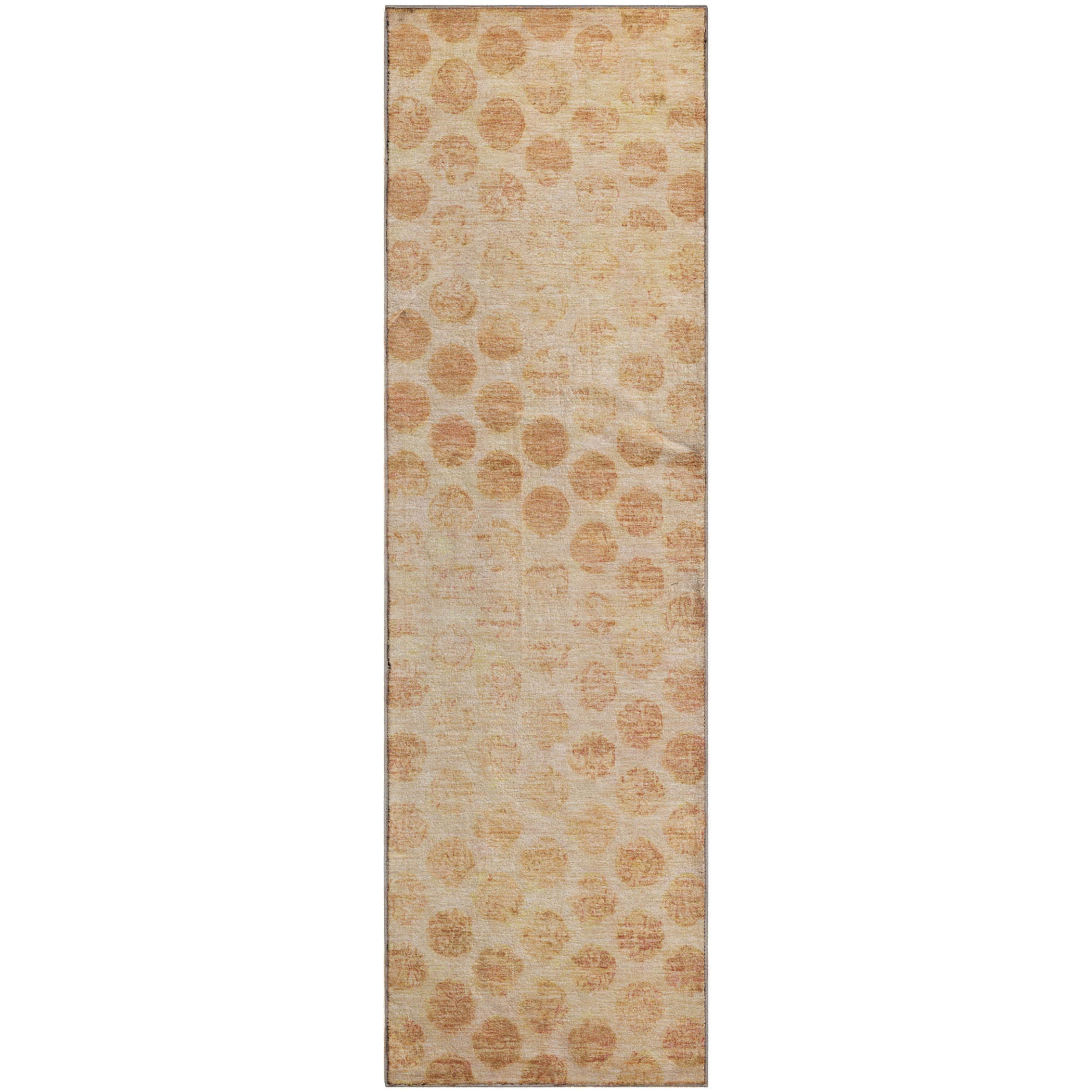 Porto Machine Washable Transitional Peach Orange Rug 2'3" x 7'6" #shape_Runner