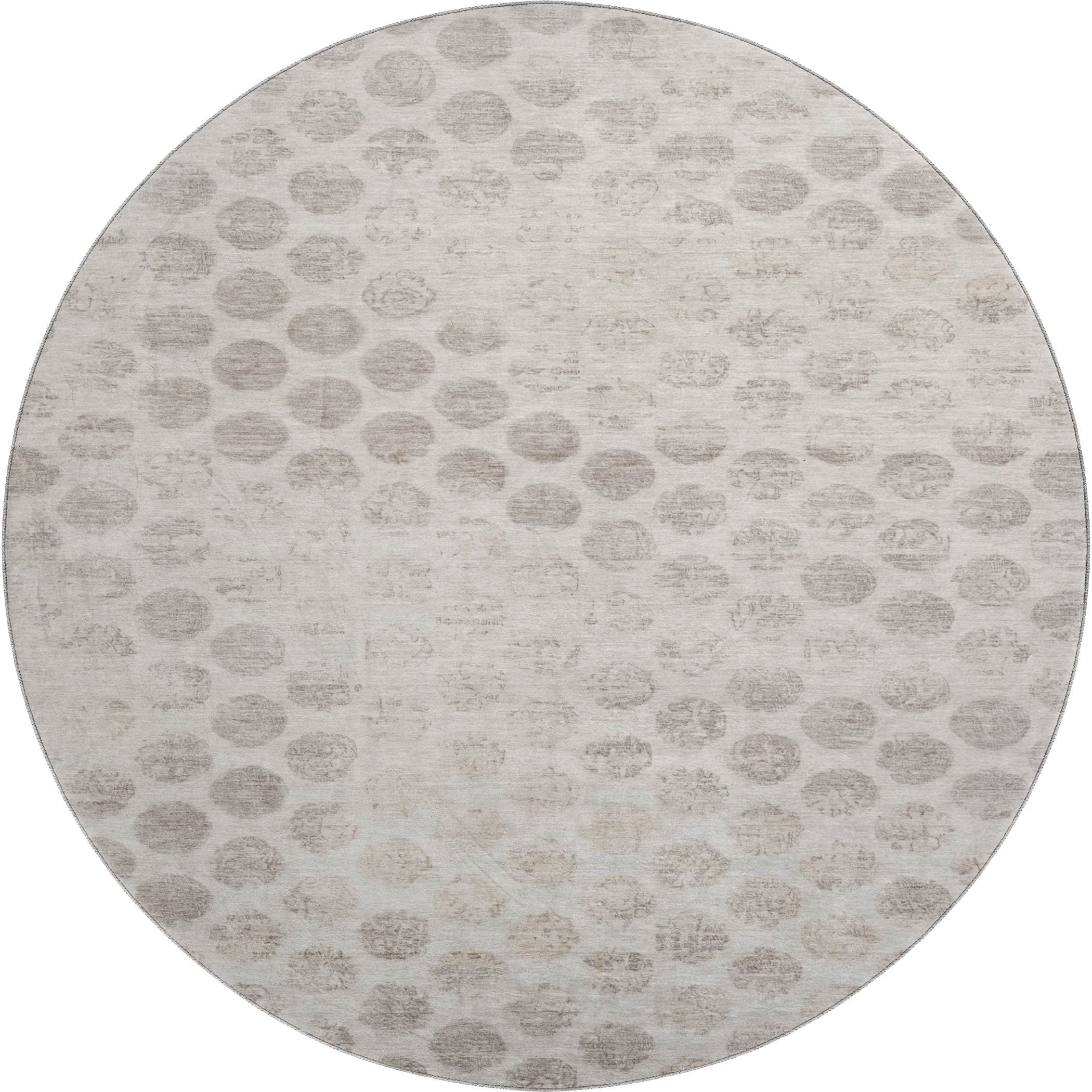 Porto Machine Washable Transitional Taupe Brown Rug 8' x 8' #shape_Round