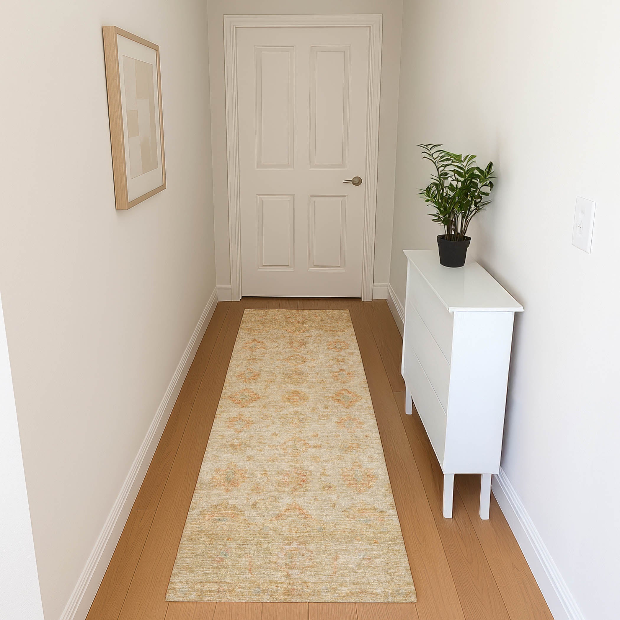 Chiang Mai Machine Washable Traditional Beige Brown Rug 2'3" x 7'6" #shape_Runner