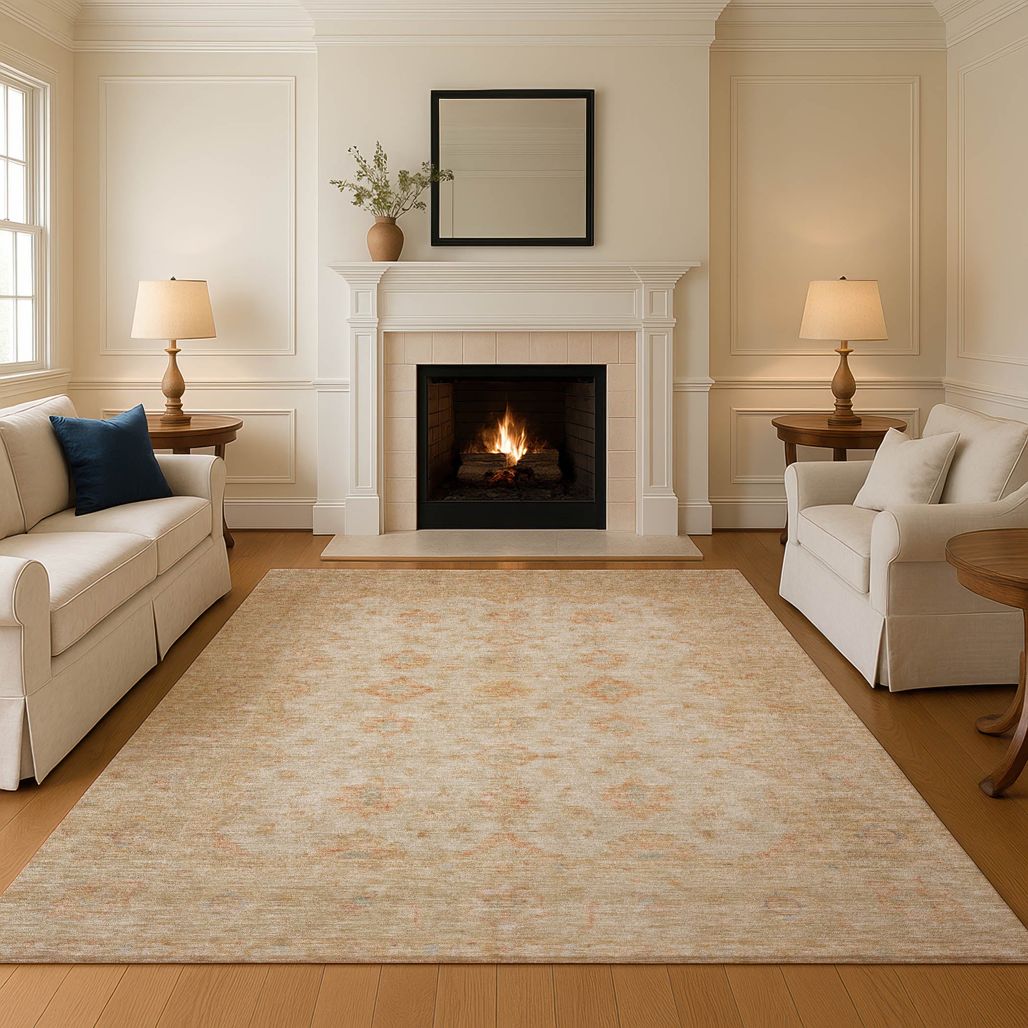 Chiang Mai Machine Washable Traditional Beige Brown Rug 2'6" x 3'10" #shape_Rectangle