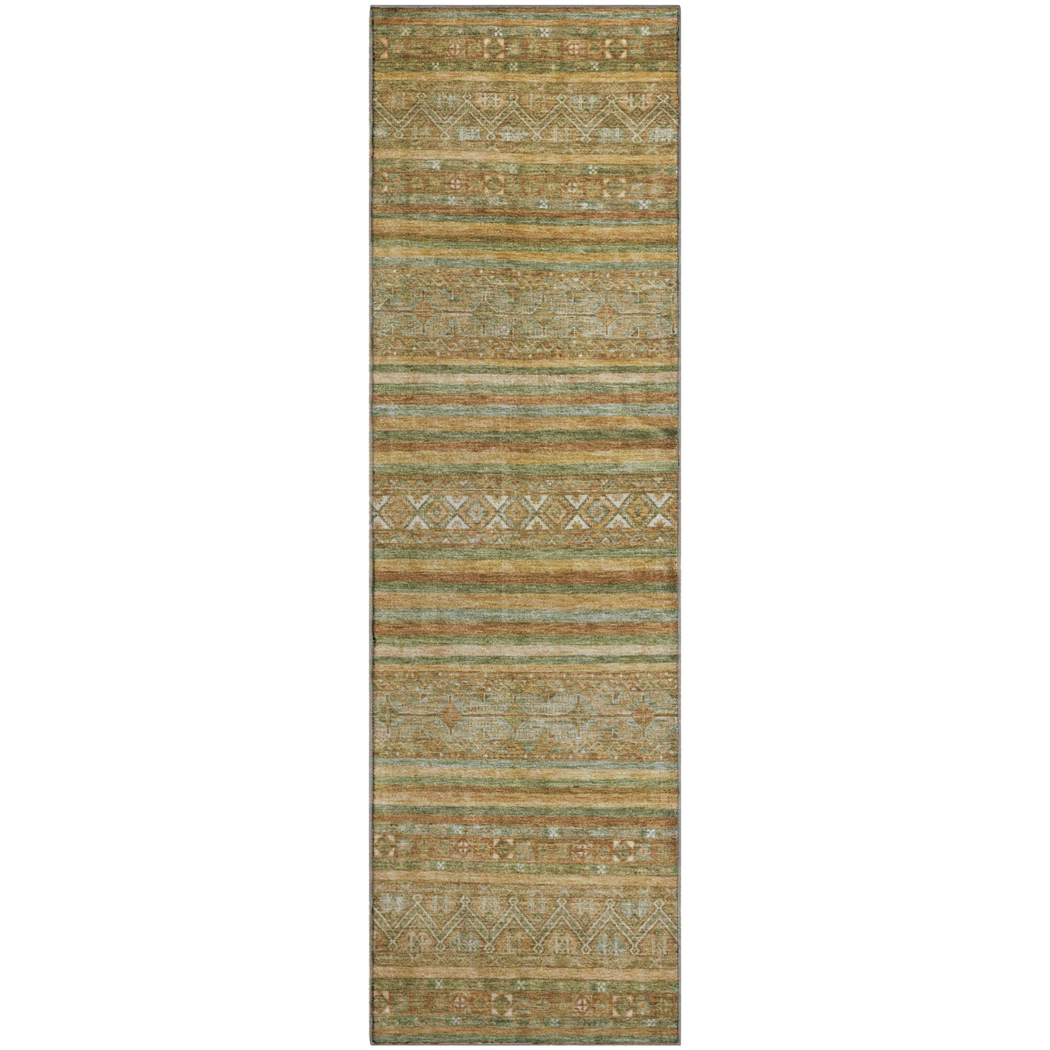 Seoul Machine Washable Transitional Aloe Green Rug 2'3" x 7'6" #shape_Runner
