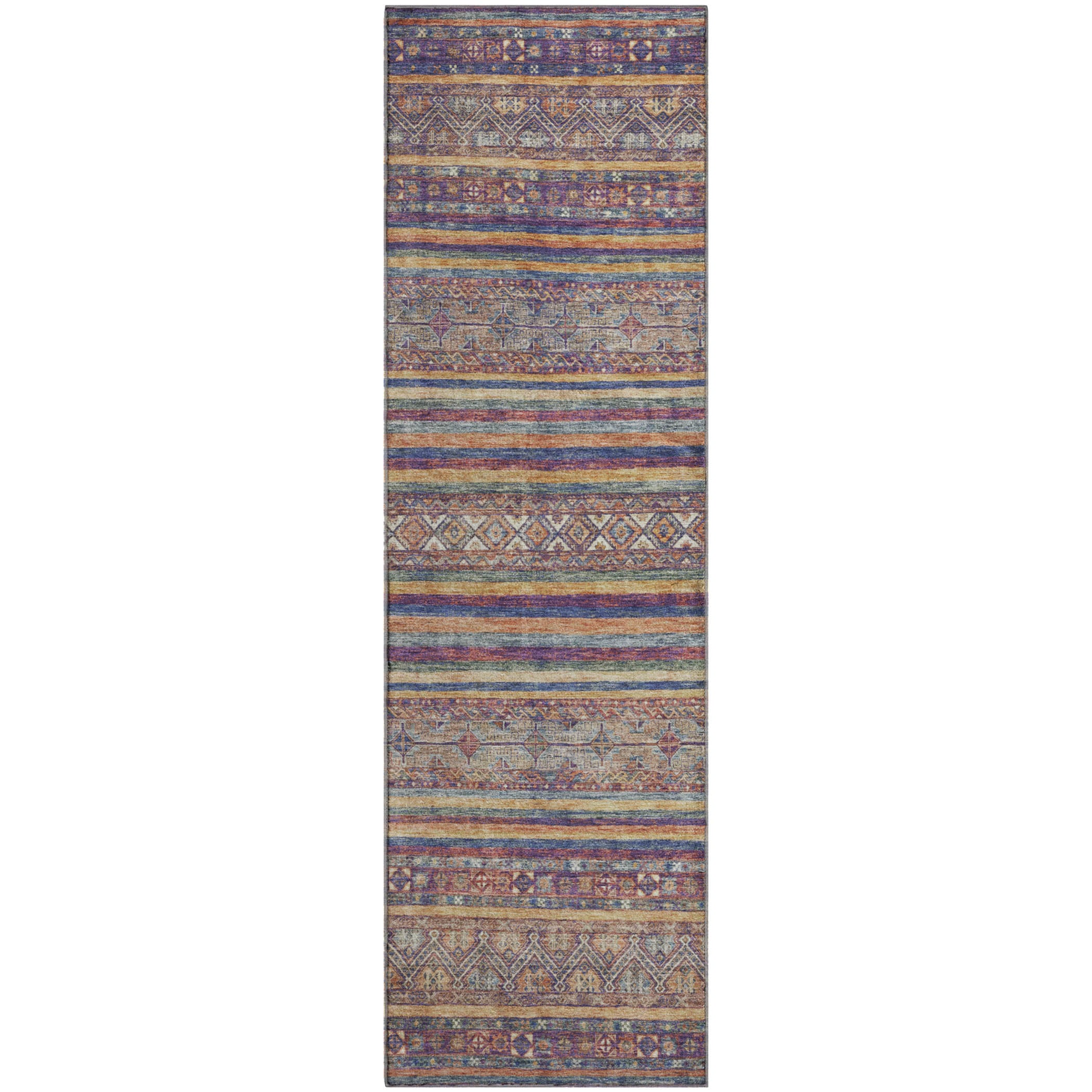 Seoul Machine Washable Transitional Blue Rug 2'3" x 7'6" #shape_Runner