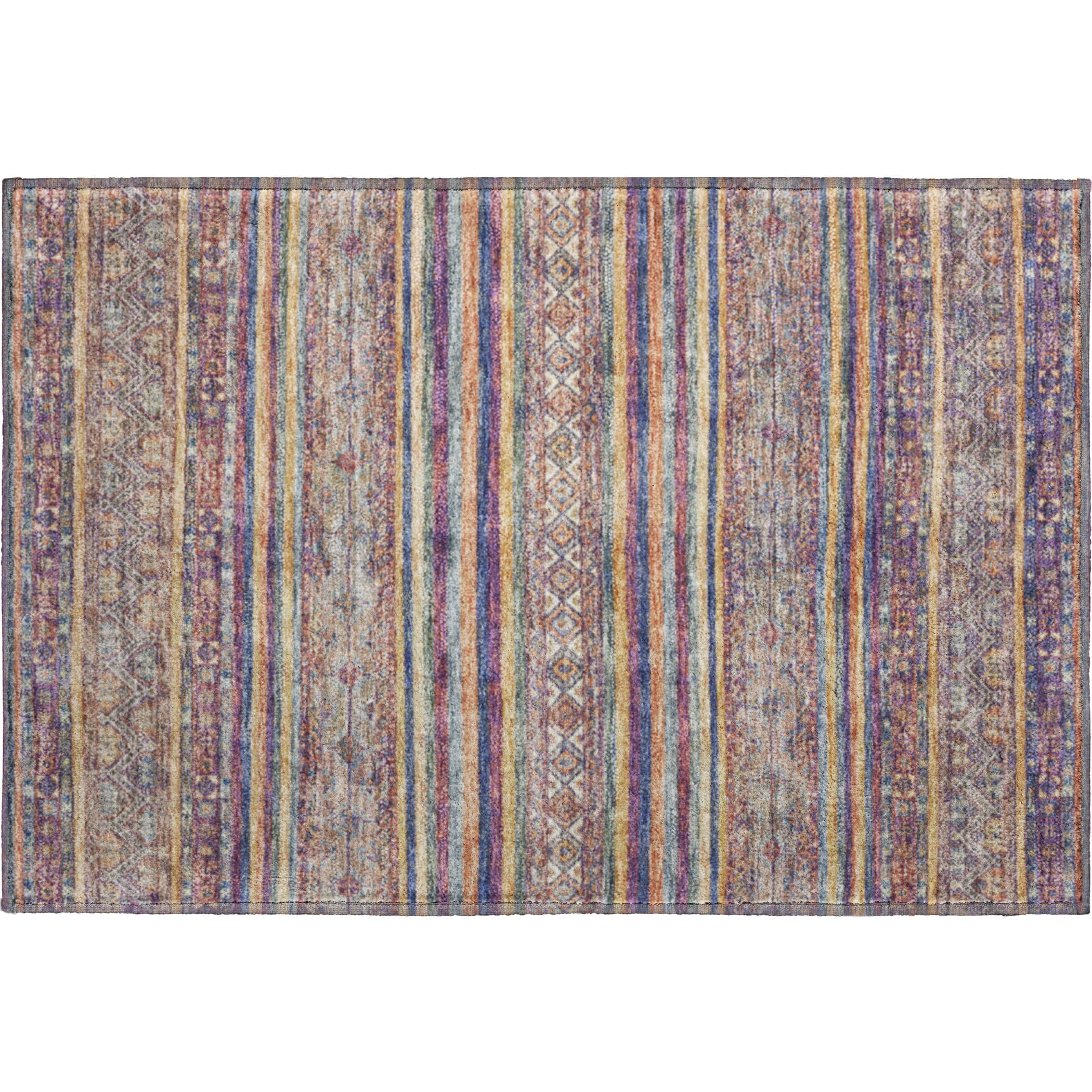 Seoul Machine Washable Transitional Blue Rug 1'8" x 2'6" #shape_Rectangle
