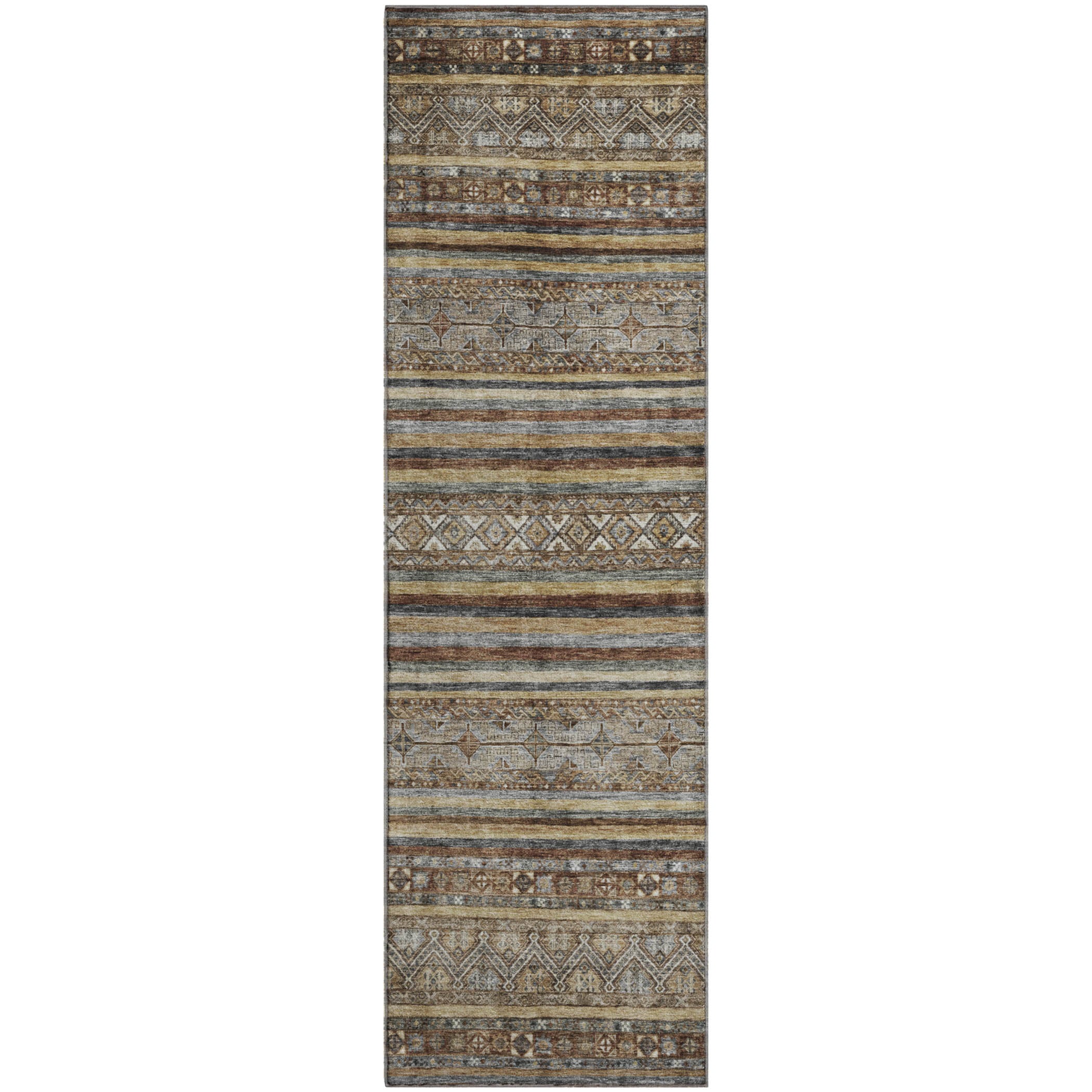 Seoul Machine Washable Transitional Brown Rug 2'3" x 7'6" #shape_Runner
