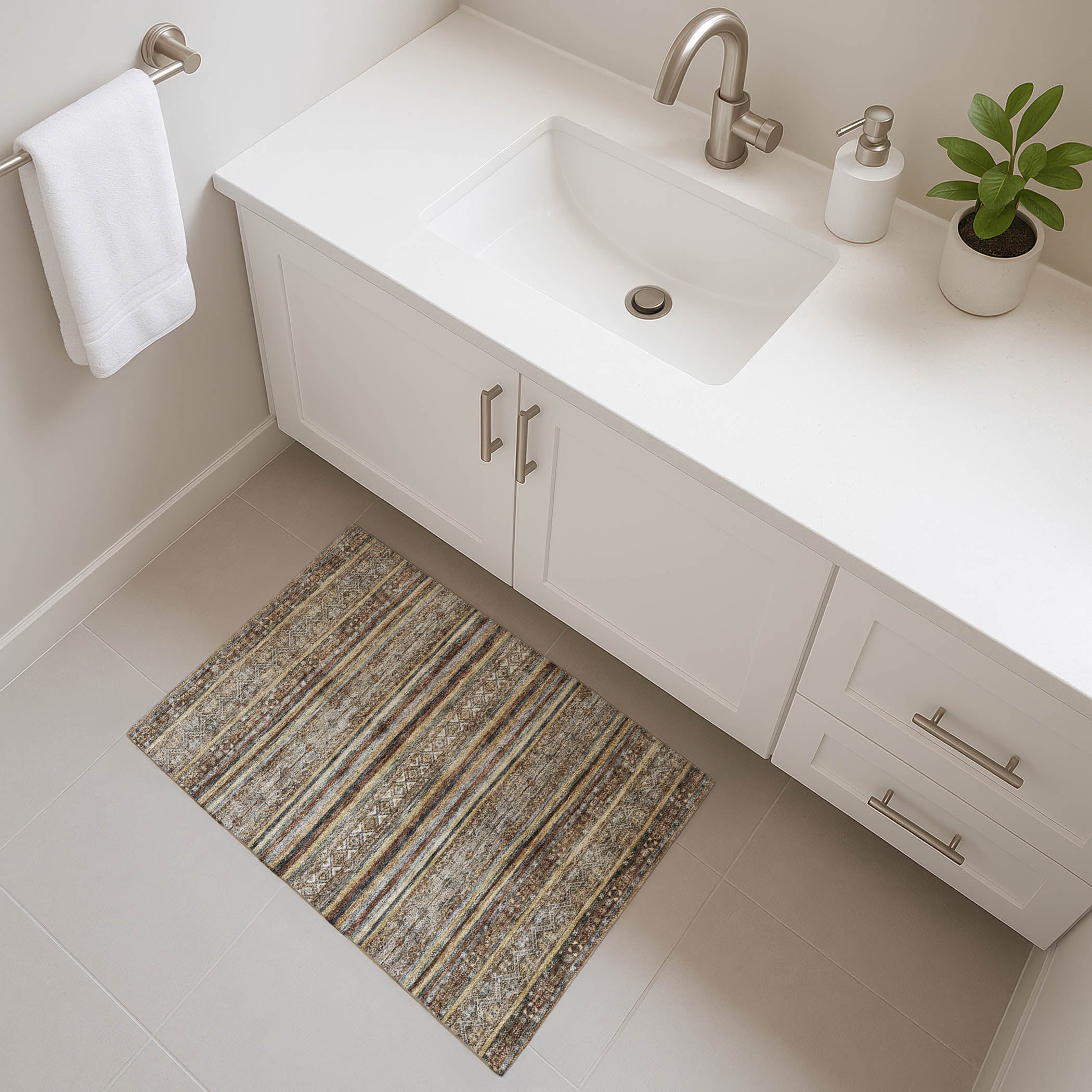 Seoul Machine Washable Transitional Brown Rug 1'8" x 2'6" #shape_Rectangle