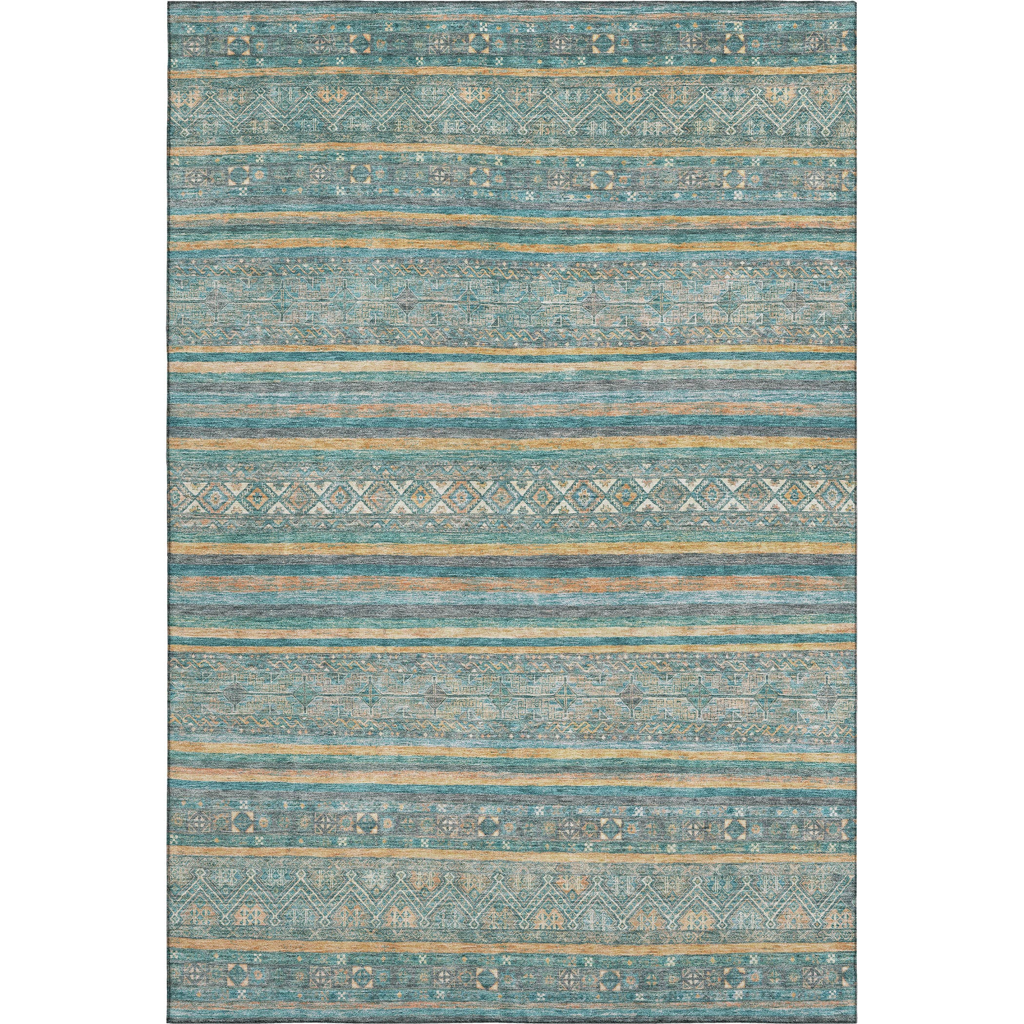 Seoul Machine Washable Transitional Teal Rug 2'6" x 3'10" #shape_Rectangle