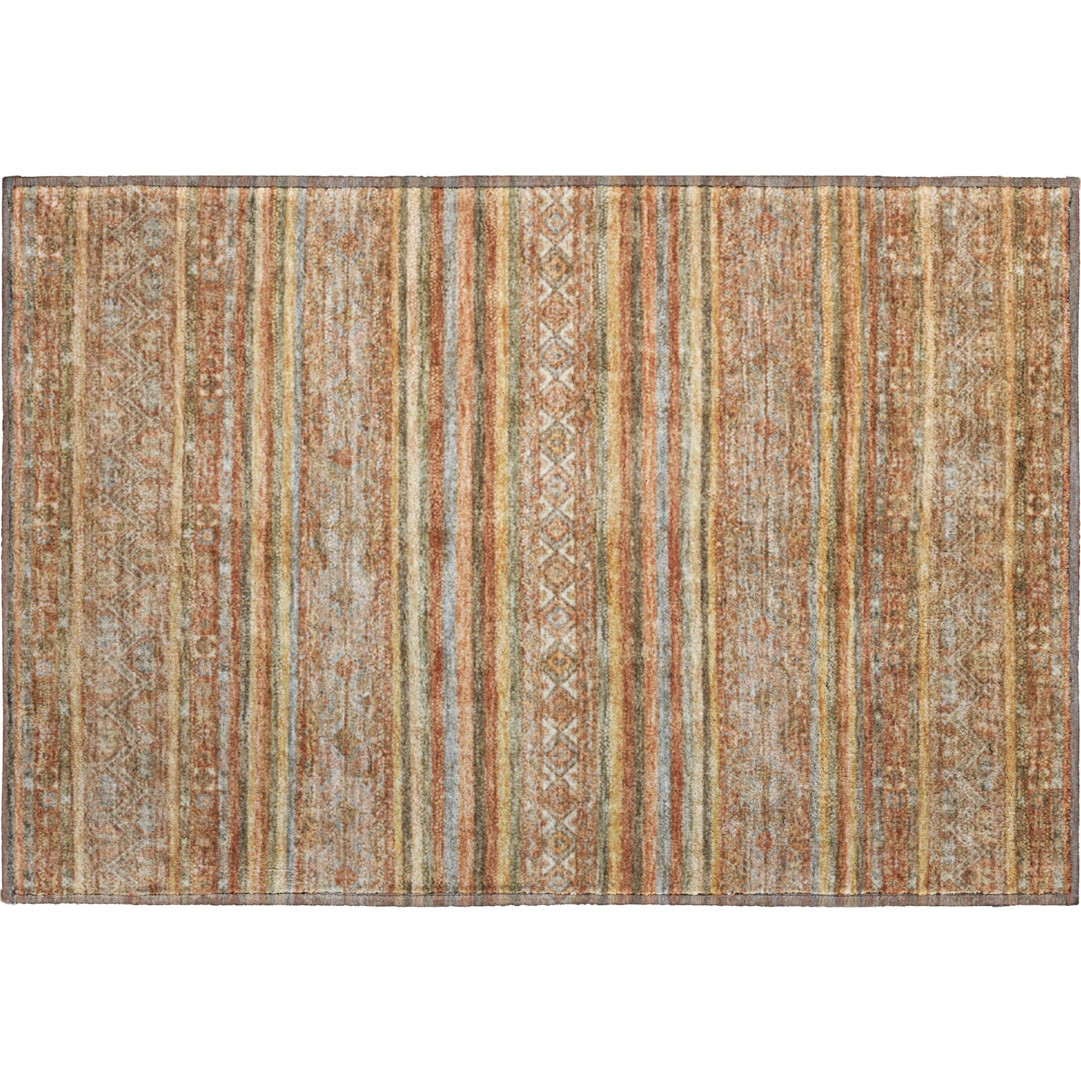 Seoul Machine Washable Transitional Terracotta Orange Rug 1'8" x 2'6" #shape_Rectangle