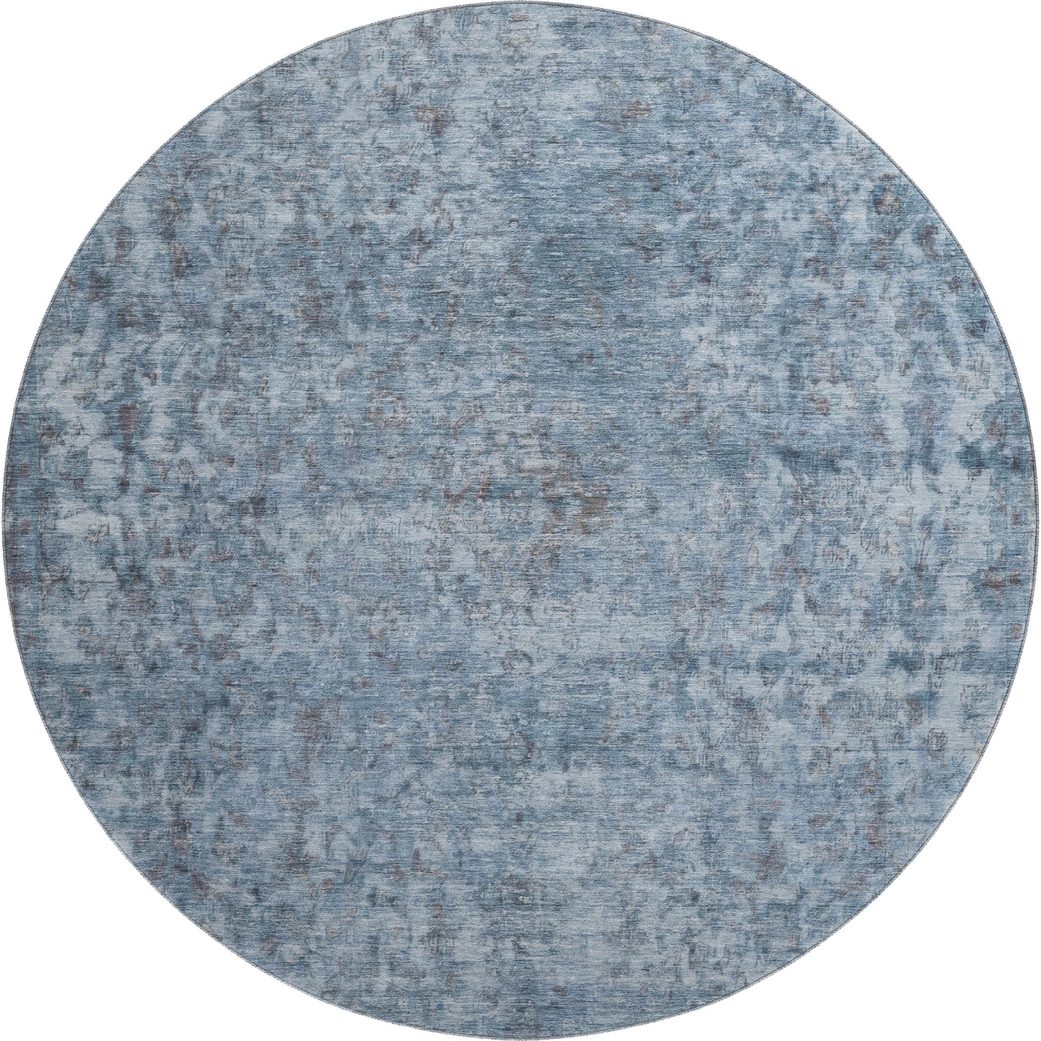 Baku Machine Washable Traditional Blue Rug 8' x 8' #shape_Round