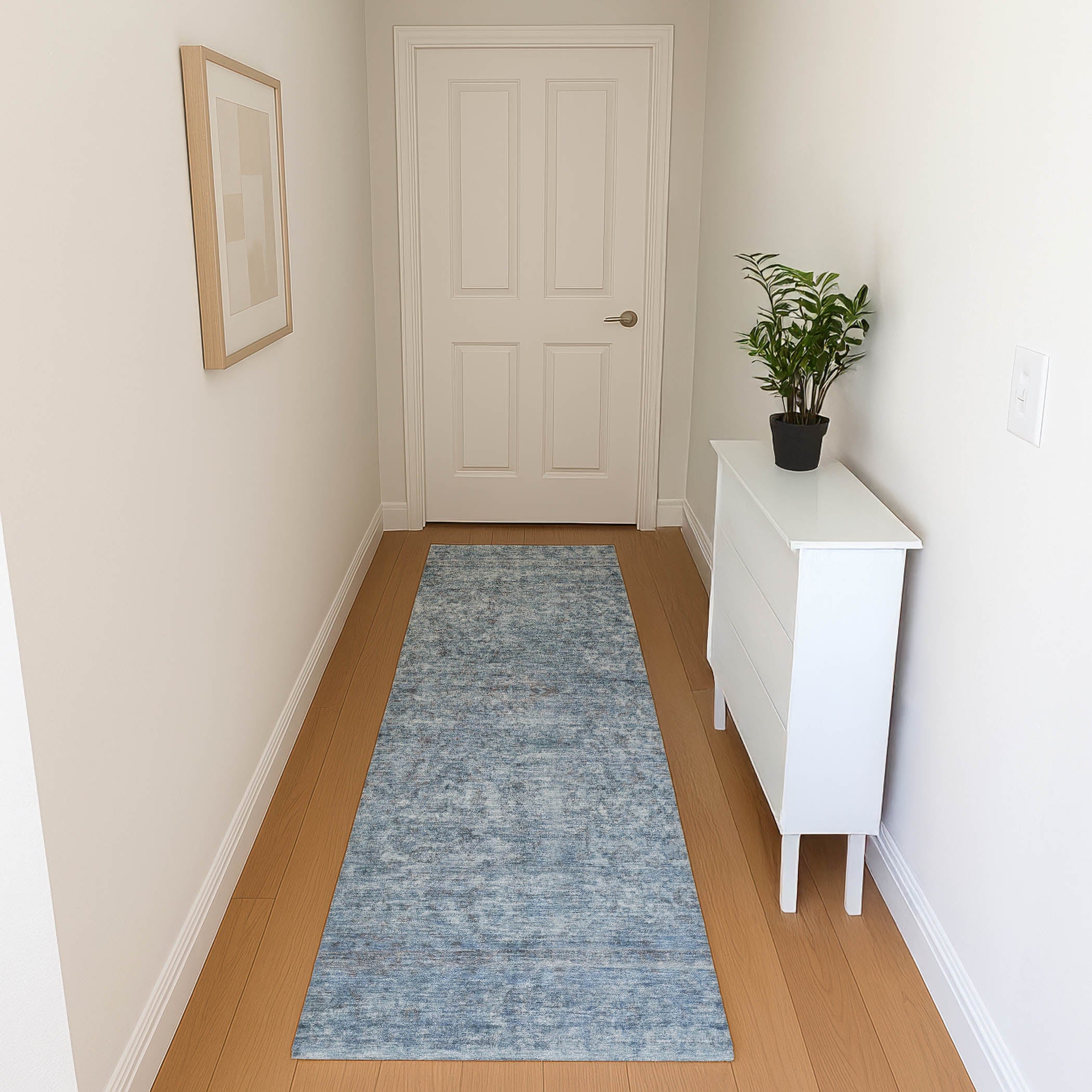 Baku Machine Washable Traditional Blue Rug 2'3" x 7'6" #shape_Runner