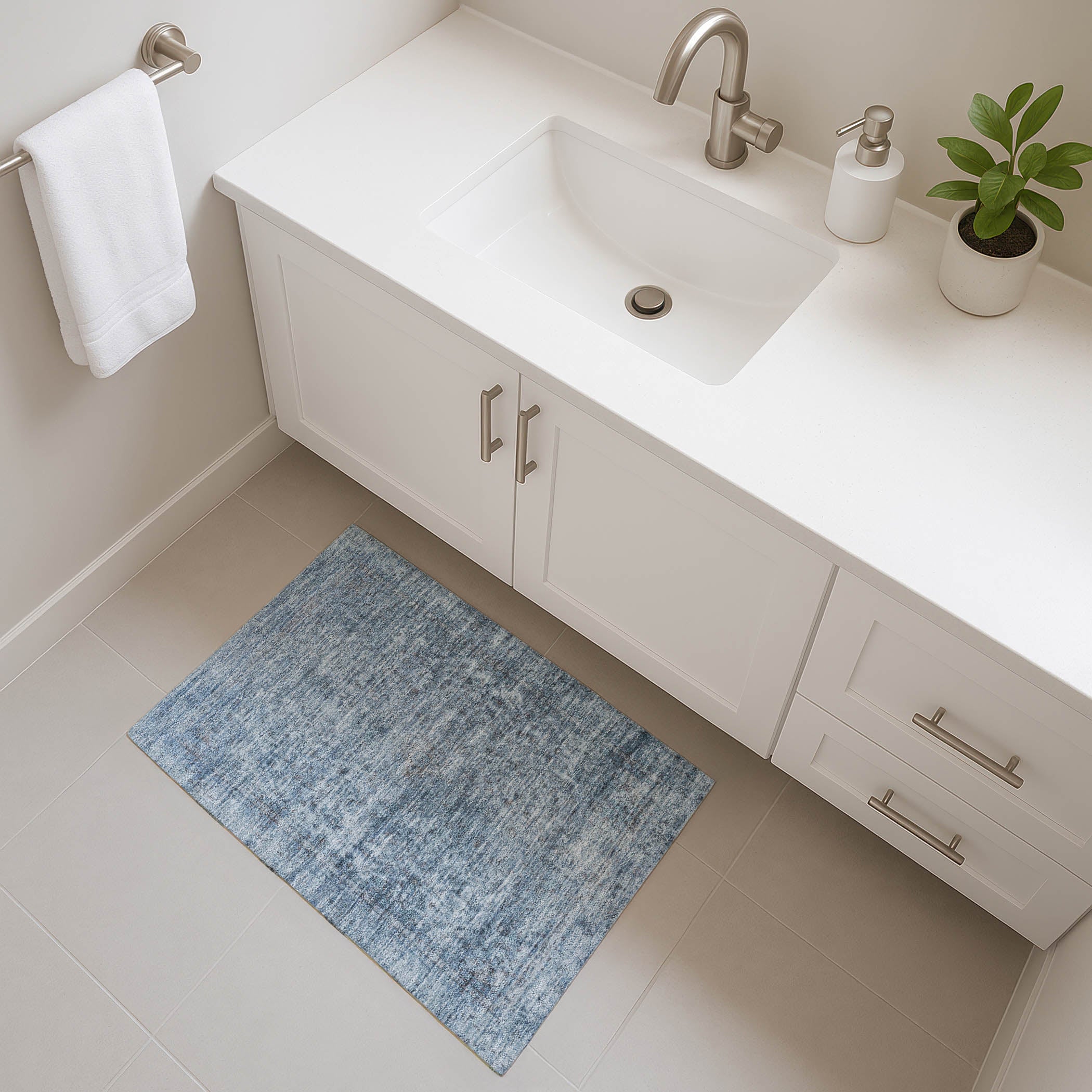 Baku Machine Washable Traditional Blue Rug 1'8" x 2'6" #shape_Rectangle