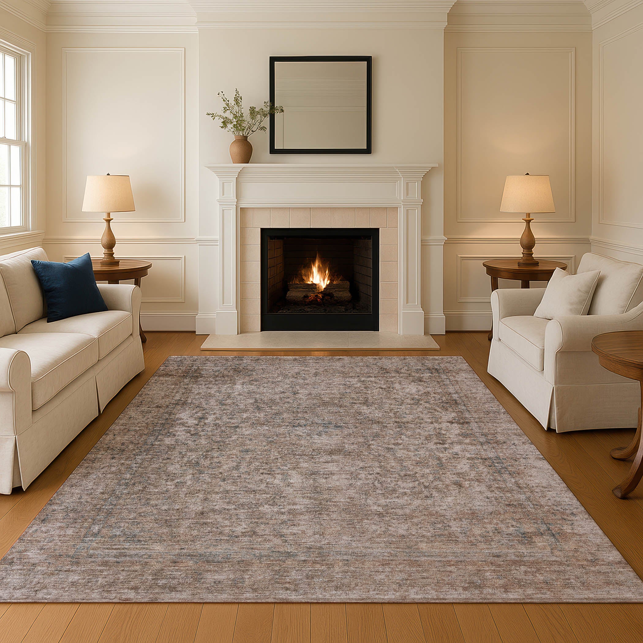 Baku Machine Washable Traditional Brown Rug 2'6" x 3'10" #shape_Rectangle