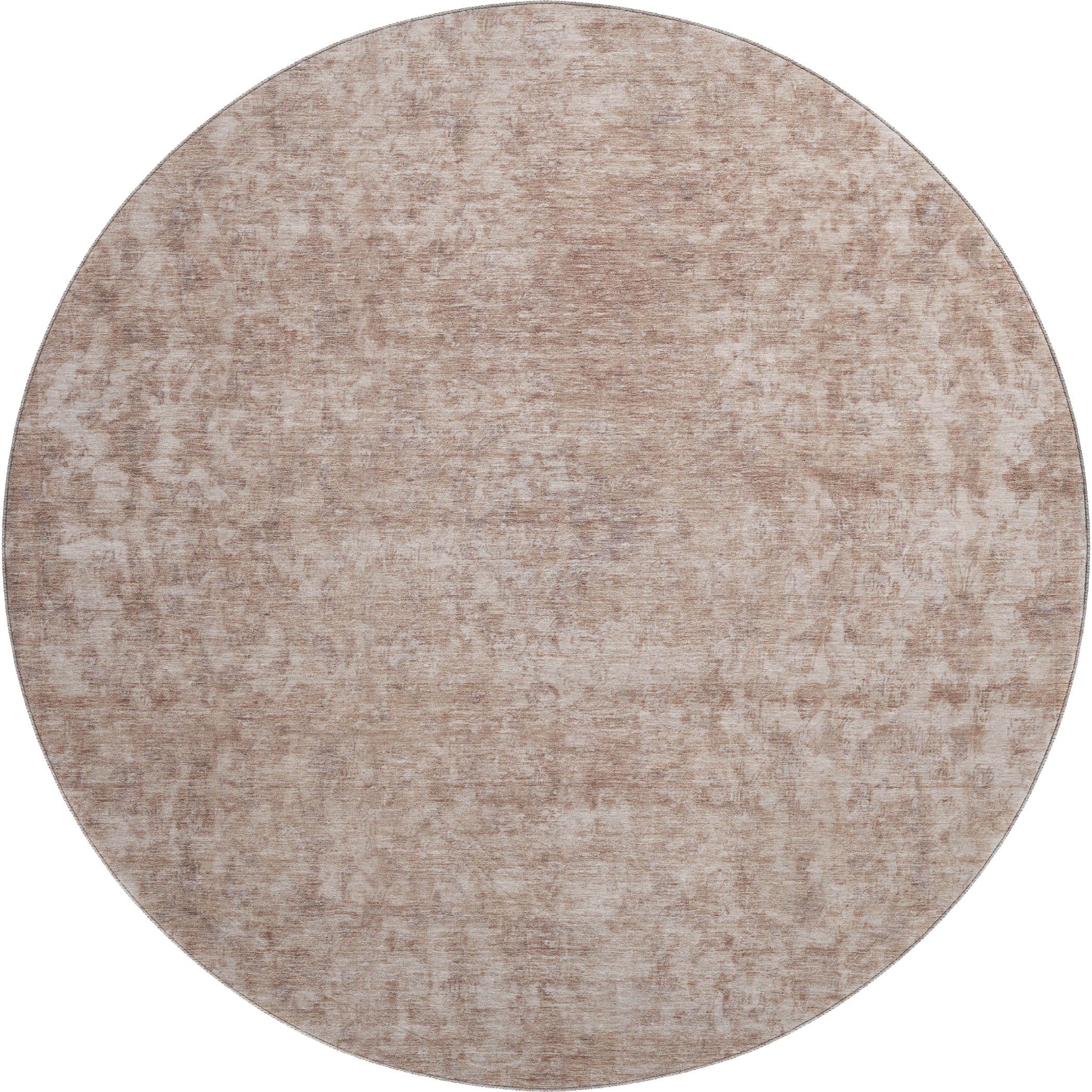 Baku Machine Washable Traditional Copper Orange Rug 8' x 8' #shape_Round