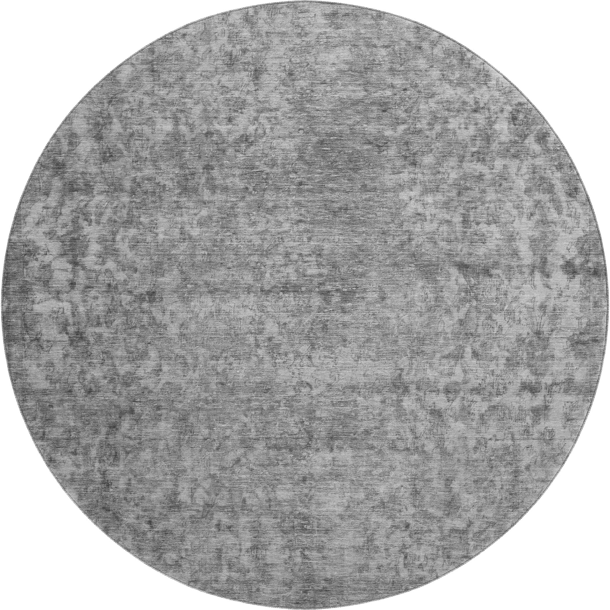 Baku Machine Washable Traditional Gray Rug 8' x 8' #shape_Round