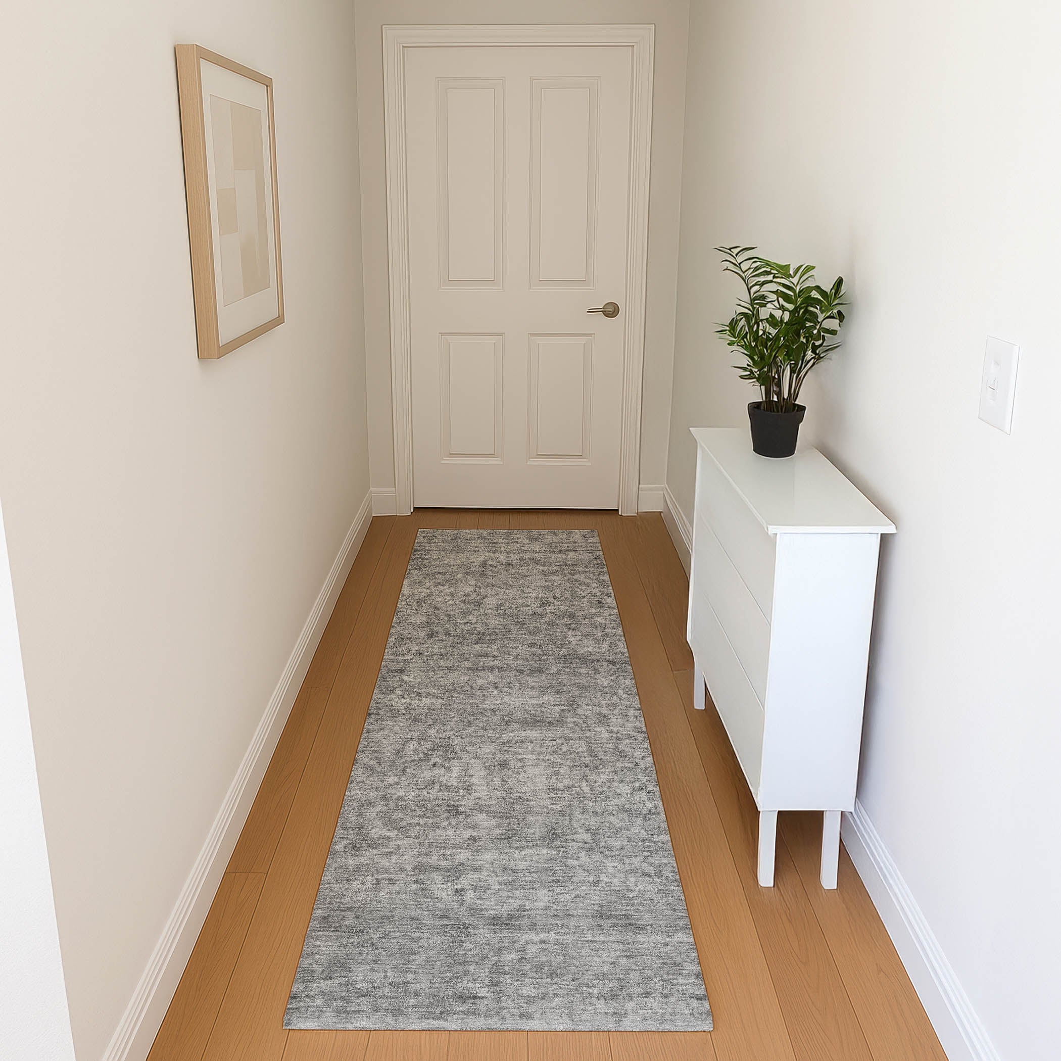 Baku Machine Washable Traditional Gray Rug 2'3" x 7'6" #shape_Runner