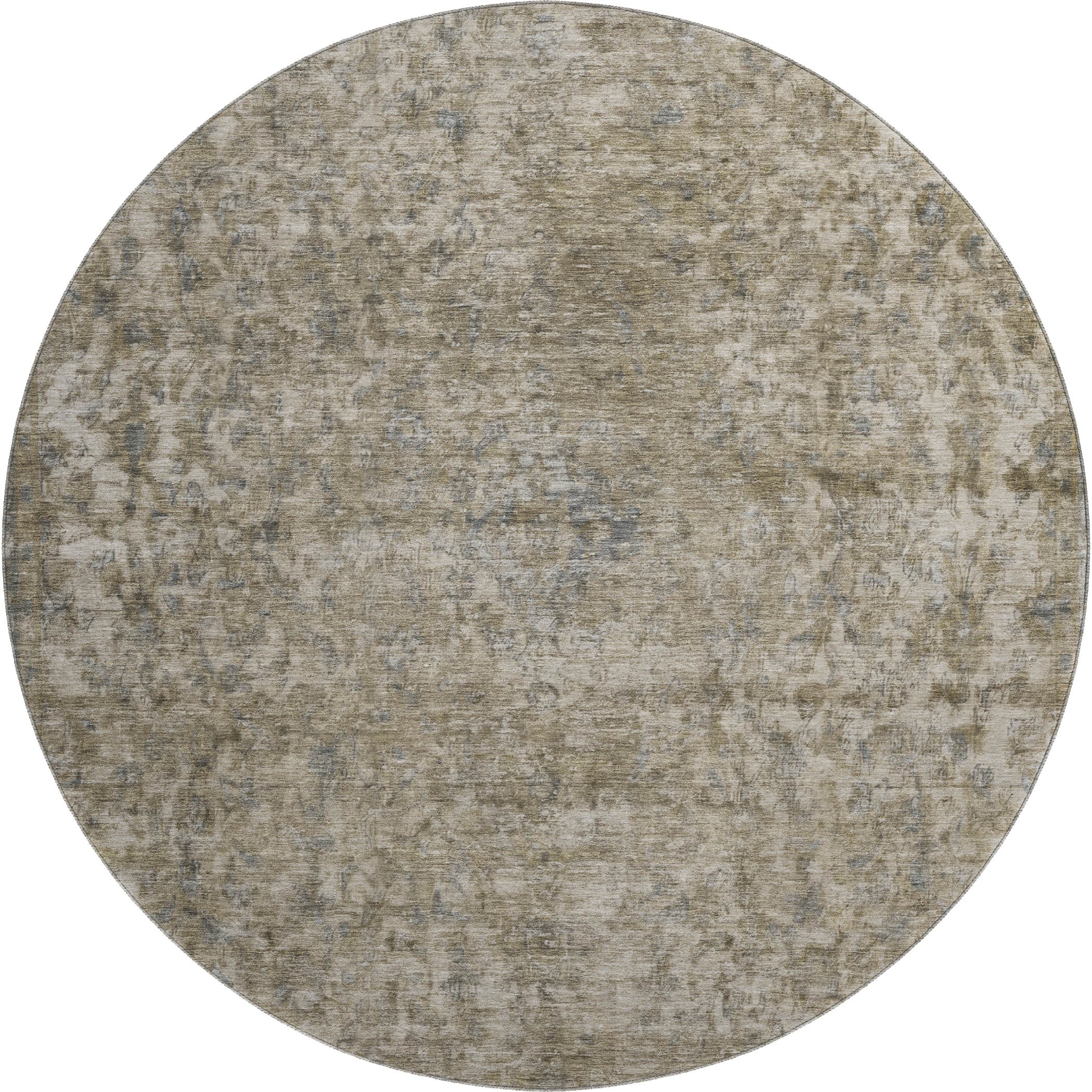 Baku Machine Washable Traditional Pewter Gray Rug 8' x 8' #shape_Round