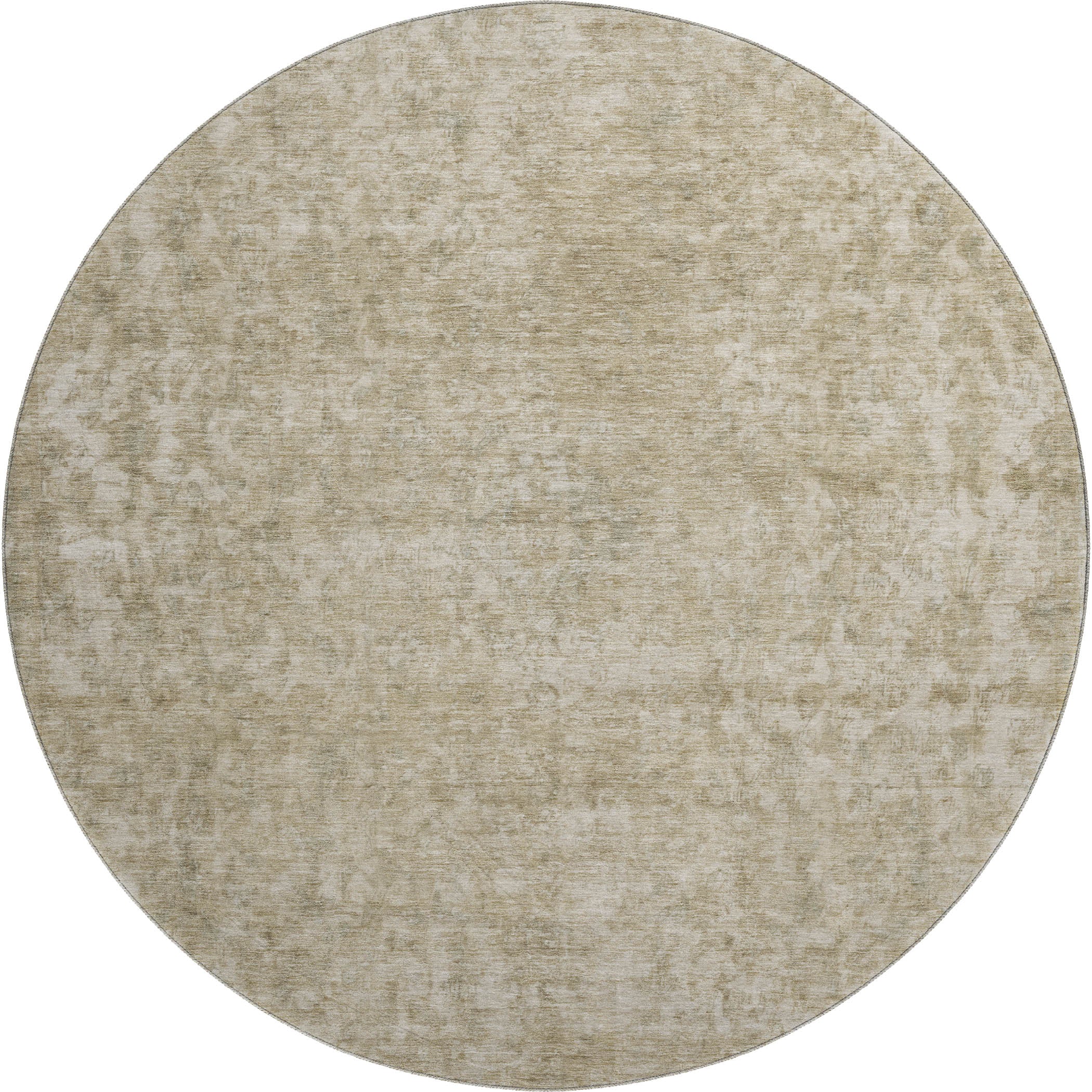 Baku Machine Washable Traditional Tan Brown Rug 8' x 8' #shape_Round
