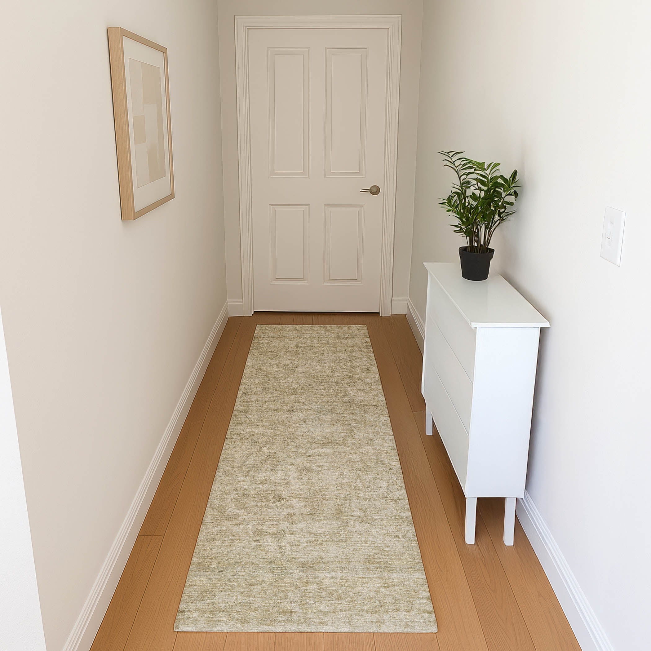 Baku Machine Washable Traditional Tan Brown Rug 2'3" x 7'6" #shape_Runner