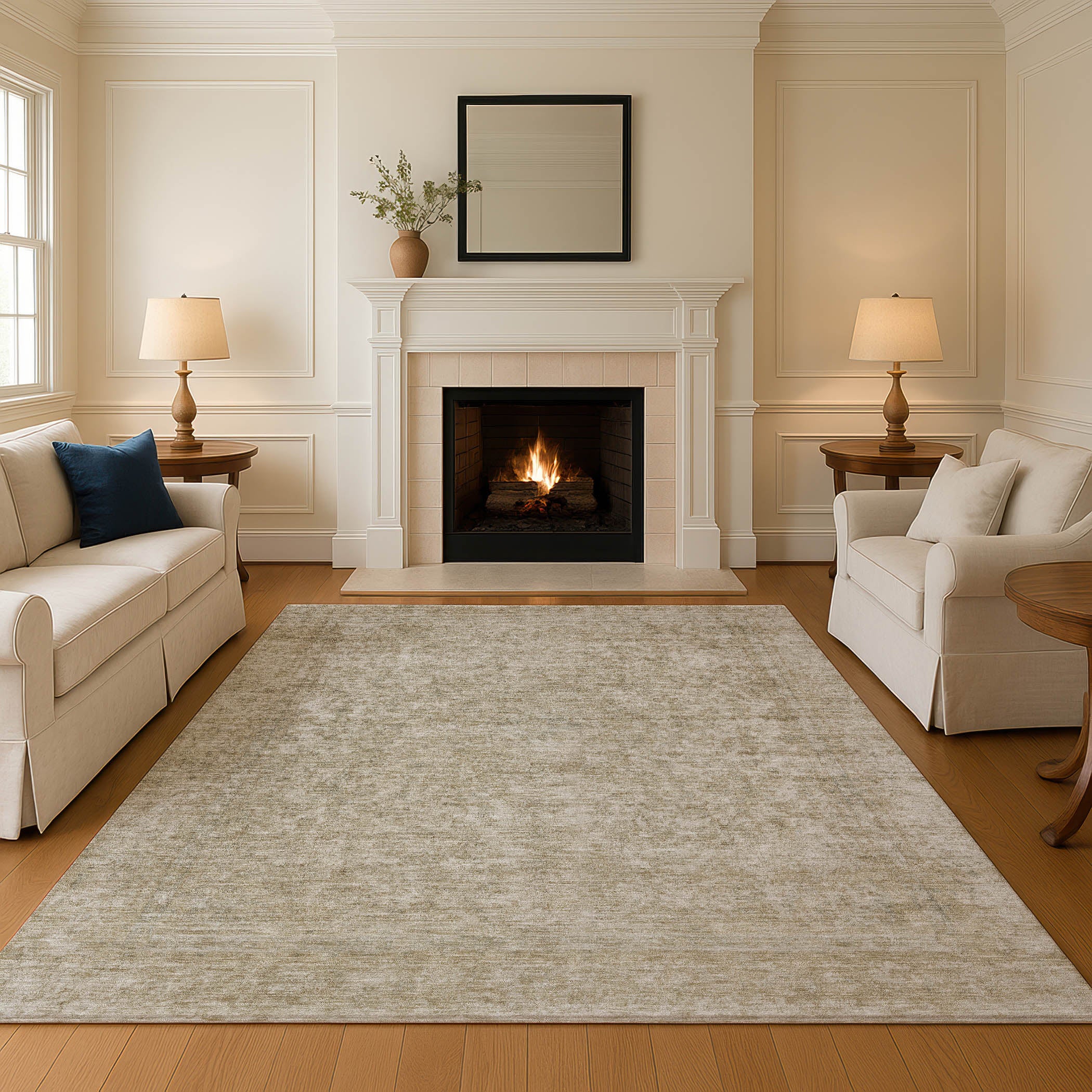 Baku Machine Washable Traditional Tan Brown Rug 2'6" x 3'10" #shape_Rectangle