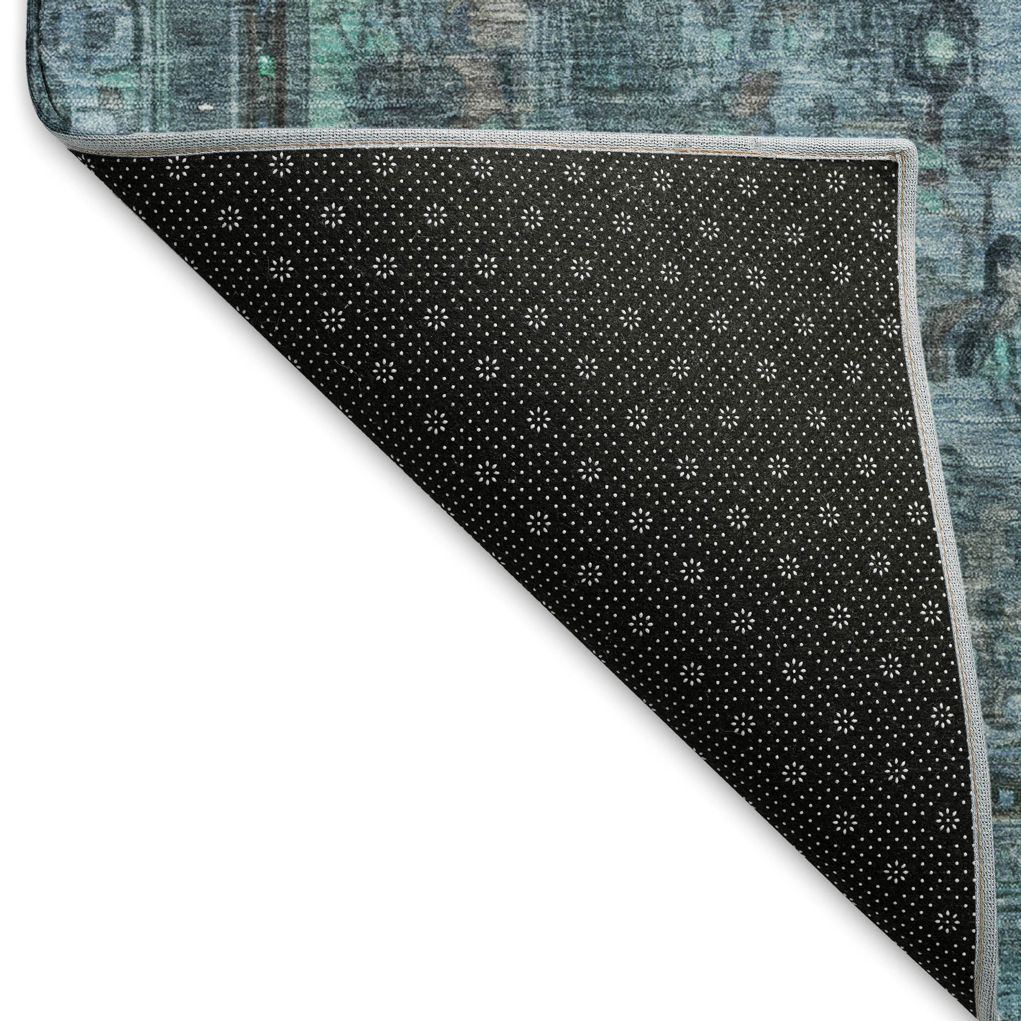 Istanbul Machine Washable Traditional Blue Rug 1'8" x 2'6" #shape_Rectangle