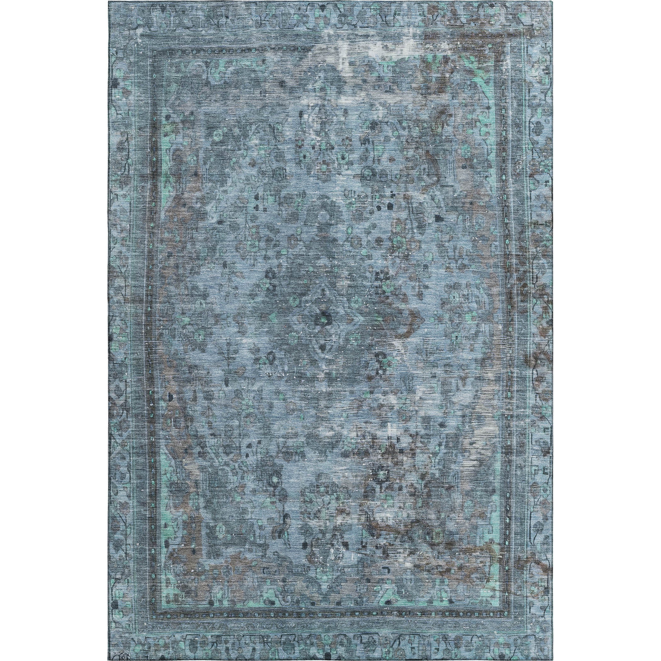 Istanbul Machine Washable Traditional Blue Rug 2'6" x 3'10" #shape_Rectangle
