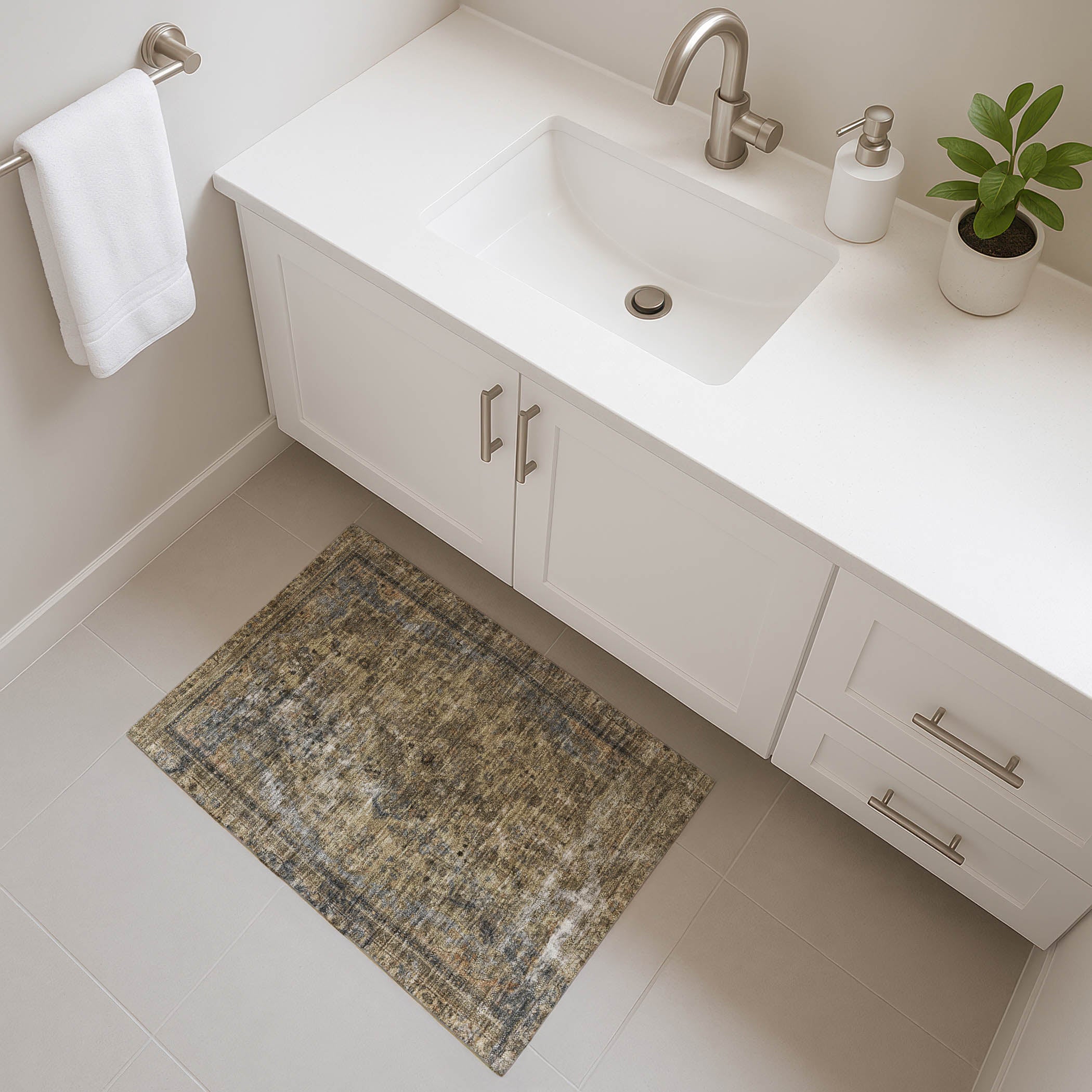 Istanbul Machine Washable Traditional Brown Rug 1'8" x 2'6" #shape_Rectangle