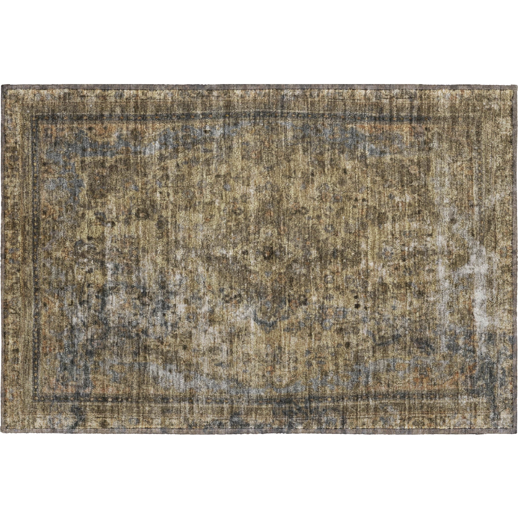 Istanbul Machine Washable Traditional Brown Rug 1'8" x 2'6" #shape_Rectangle